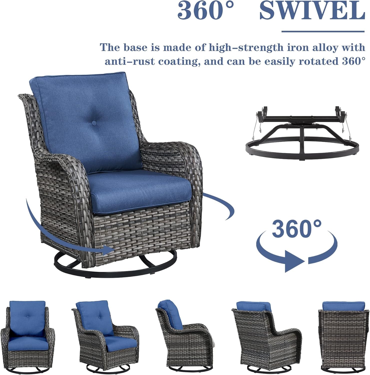 5 Piece Patio Wicker Set With Propane Fire Pit Table-2