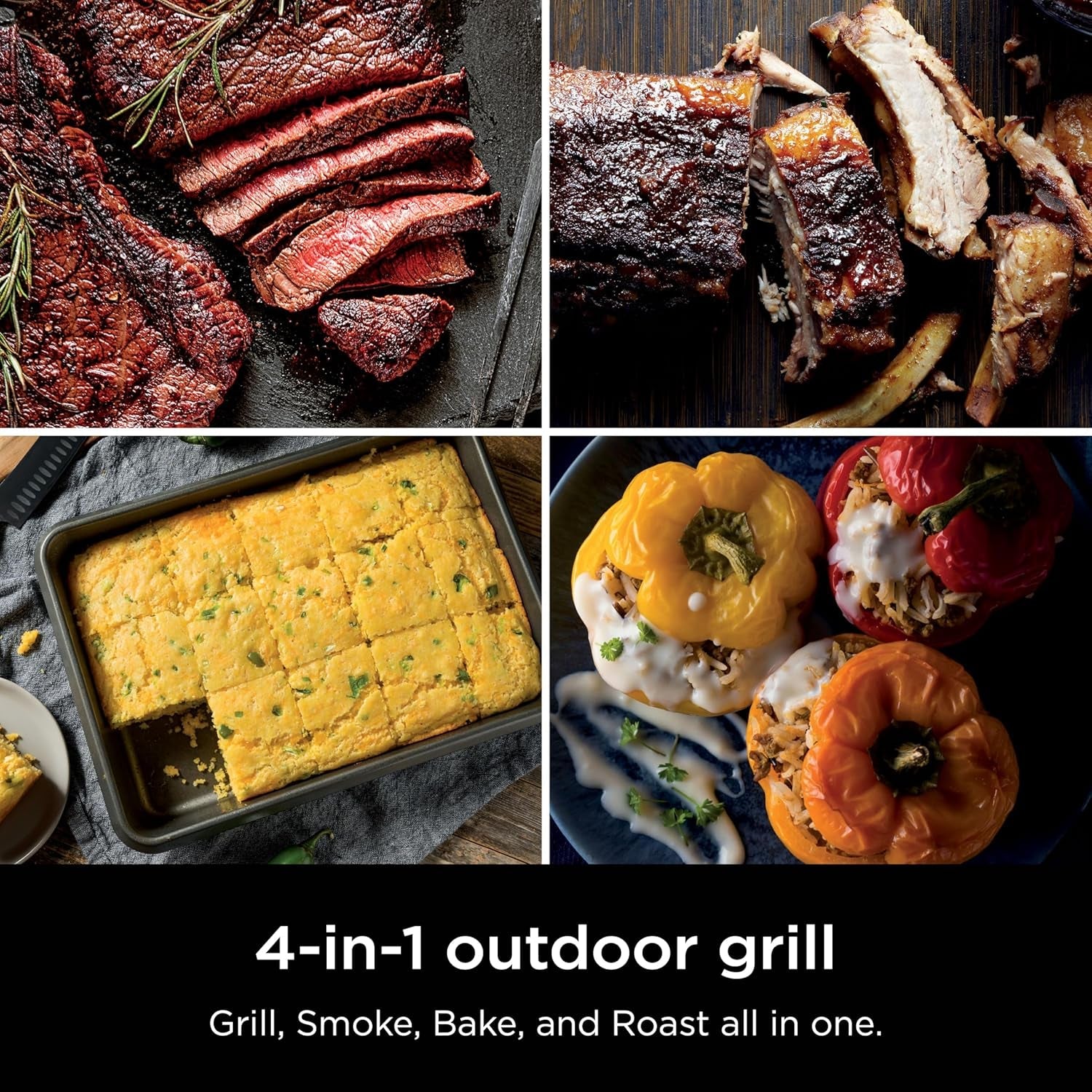 Woodfire Electric Grill Smoker Four In One Outdoor Cooking
