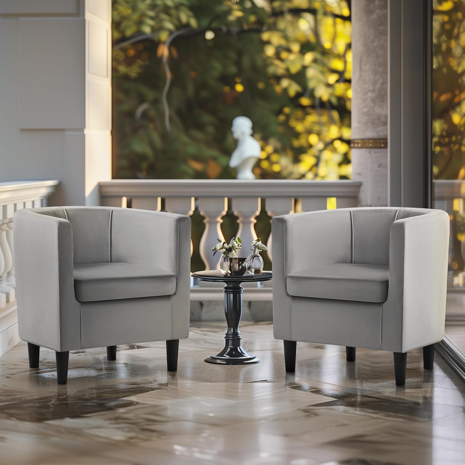 Velvet Contemporary Accent Chair Gray Large Comfort-3