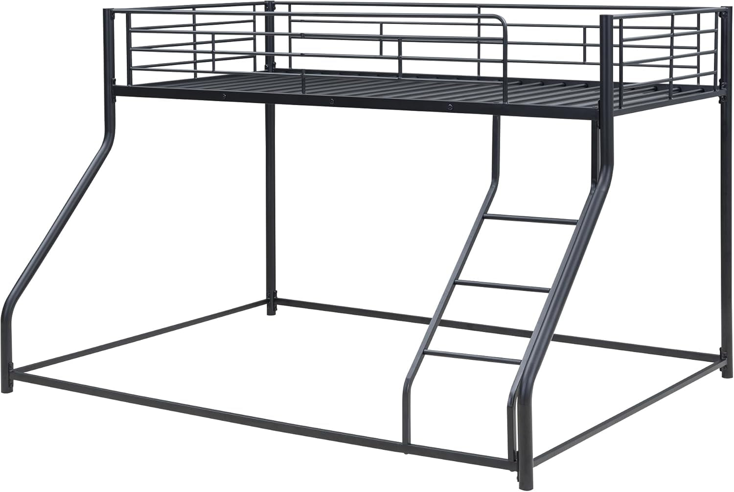 Twin over Queen Bunk Bed, Floor Bunk Bed, Heavy Duty Metal Bunk Bed Frame, Queen Bunk Bed for Adults, Adult Bunk Beds Heavy Duty, Twin XL Bunk Bed, Black-4
