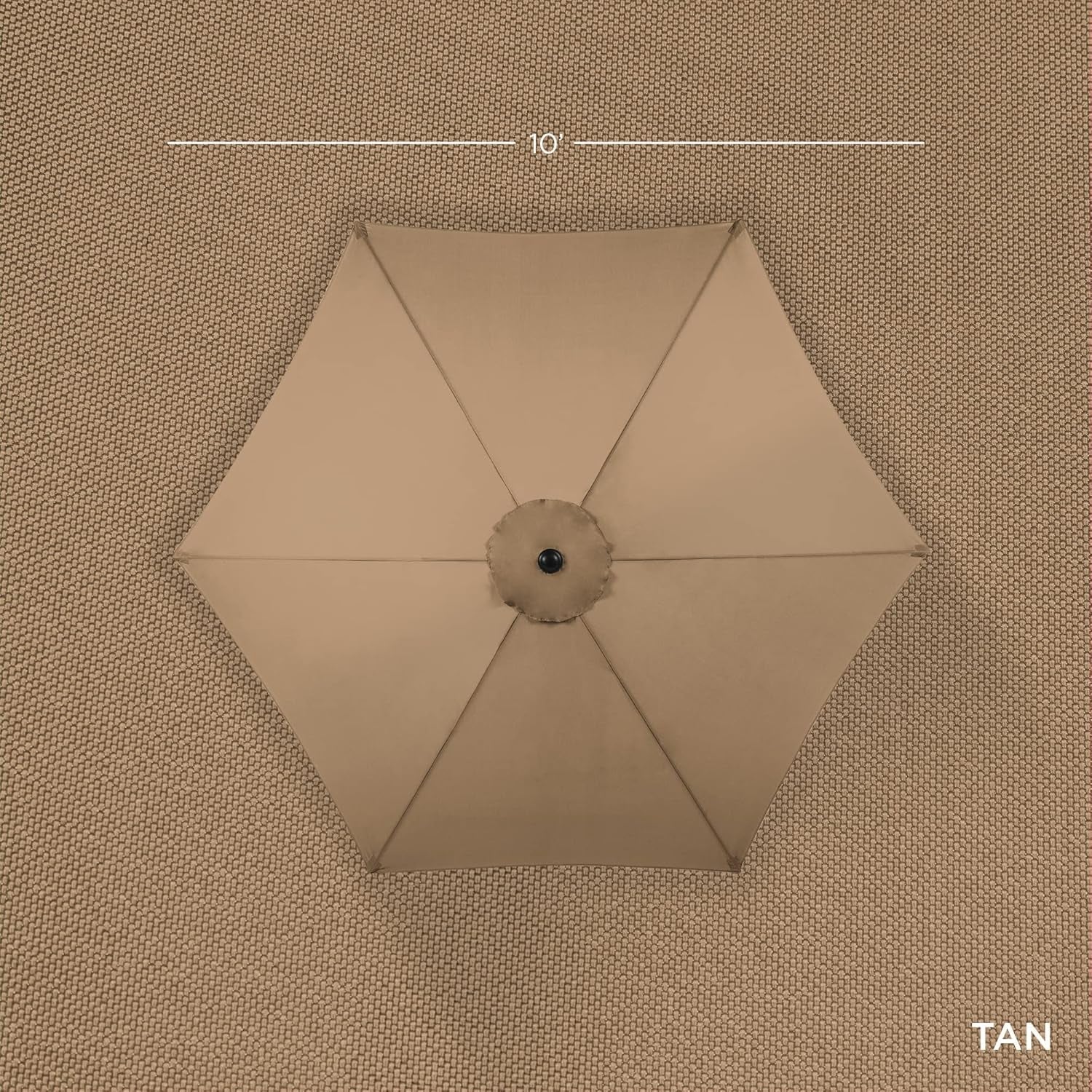 10 Foot Outdoor Steel Polyester Patio Umbrella Tan With Crank Tilt And Table Compatible-3