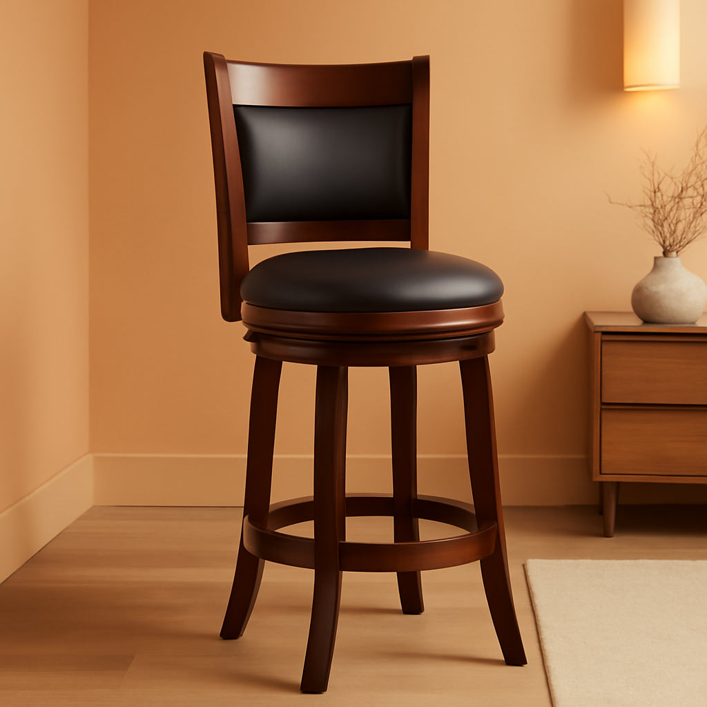 Augusta Bar Height Swivel Kitchen Bar Stool Black Cherry