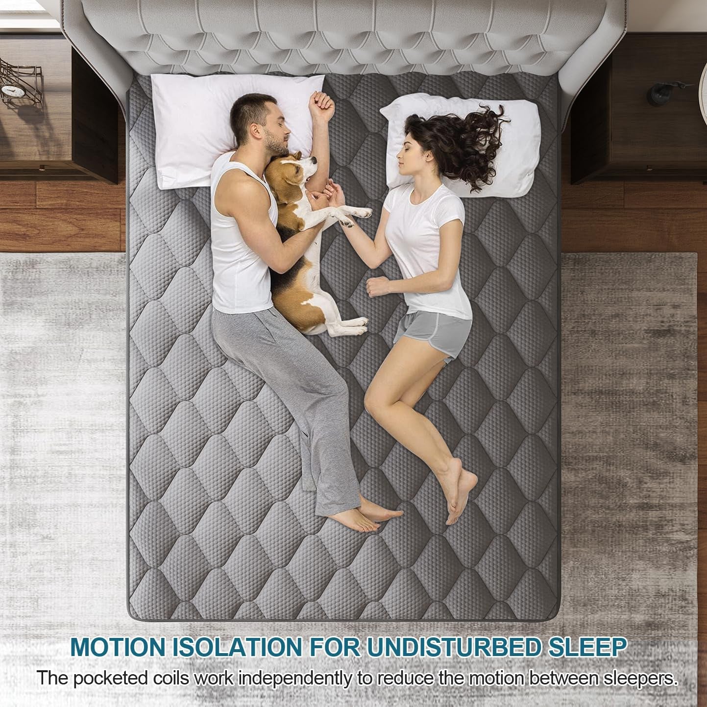 Full Gray 14Inch Premium Medium Firm Hybrid Mattress-3