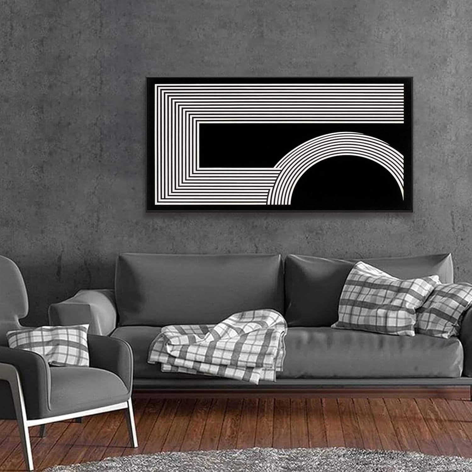 Monochrome Contemporary Canvas Wall Art 24x48 Inches-4