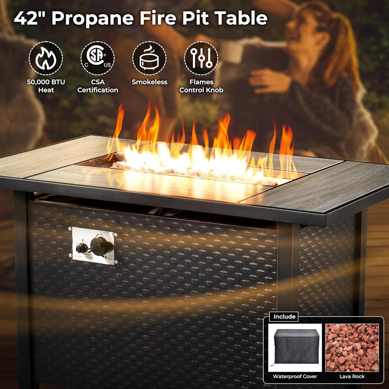 11 Piece Outdoor Patio Furniture Set With Fire Pit Table Dark Grey Wicker Sectional And Swivel Chairs-4