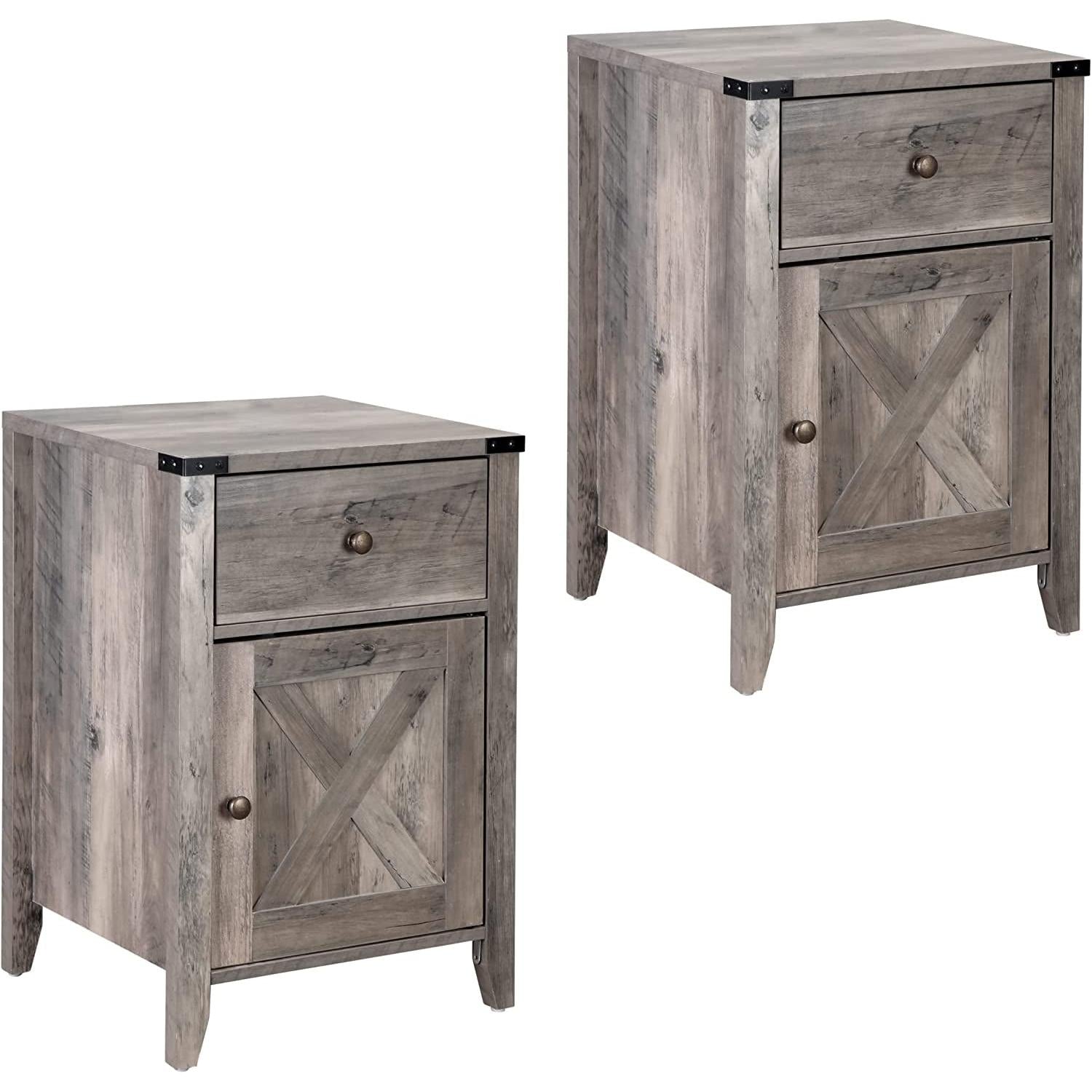 Barnwood Rustic Nightstand, Grey-1
