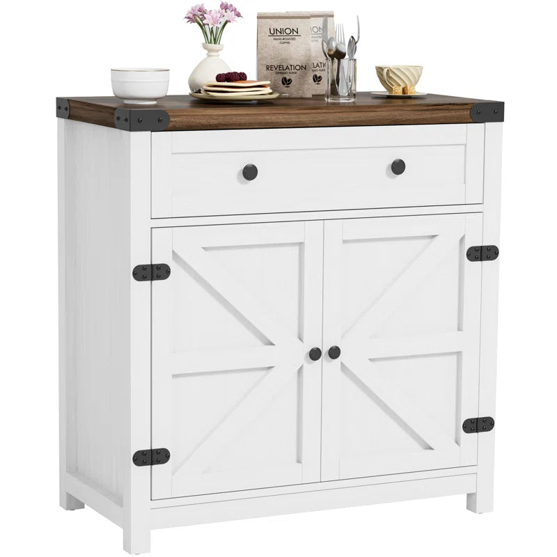 Tall Rustic Two Door Farmhouse Style Cabinet Drawer-3