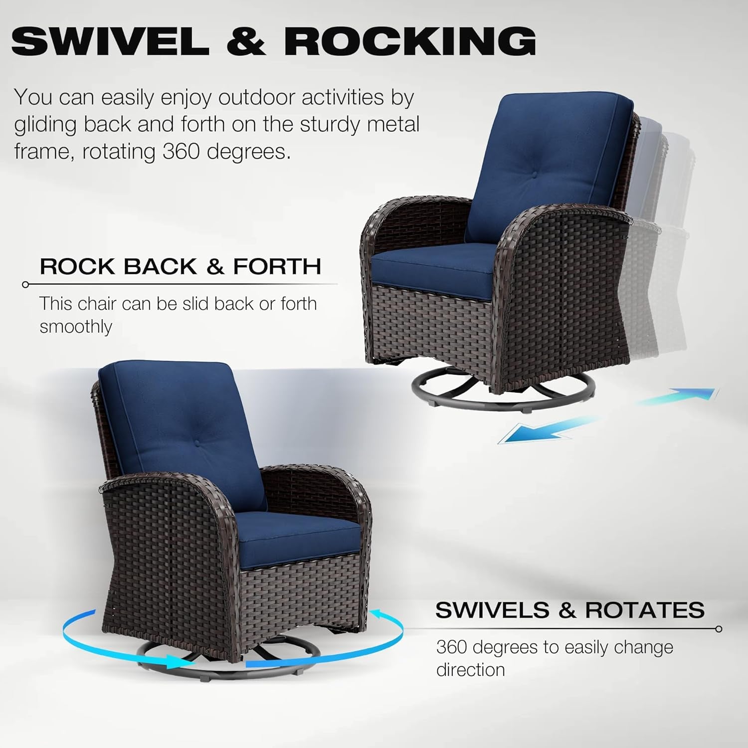 Outdoor Wicker Patio Furniture Set with Swivel Rockers-2