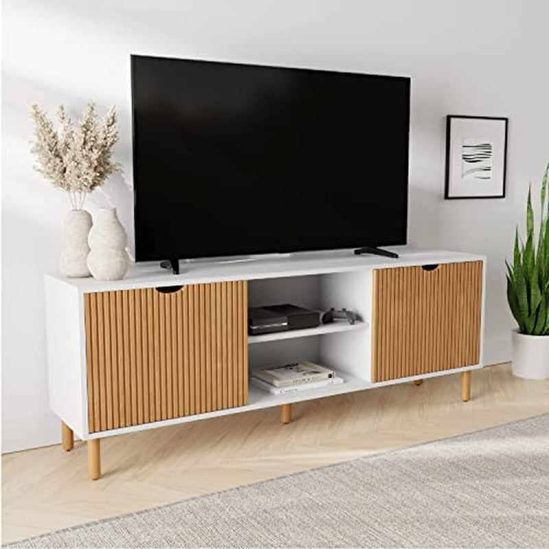Fluted TV Stand with Storage - 70″ Console-0
