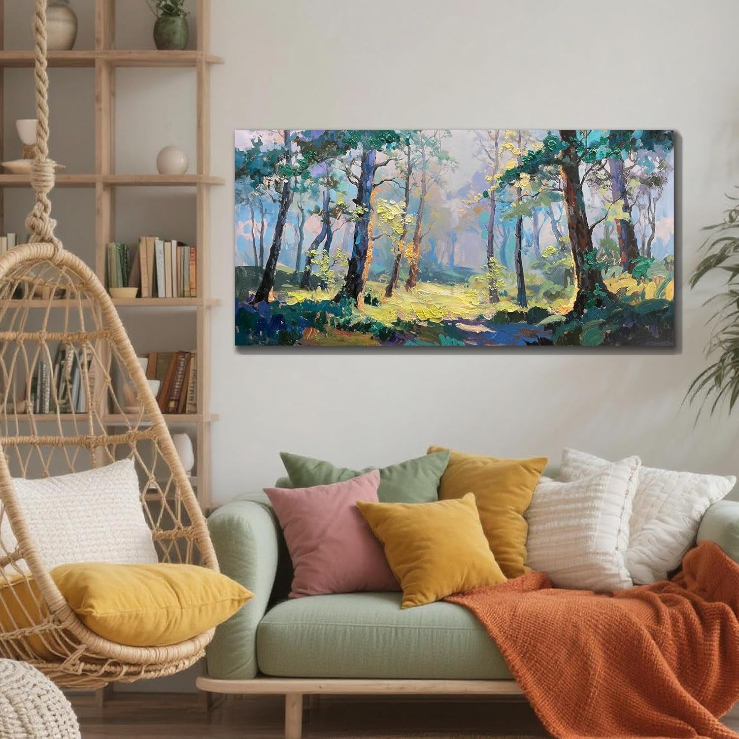Forest Landscape Wall Art 48x24 Inches Canvas Painting-2