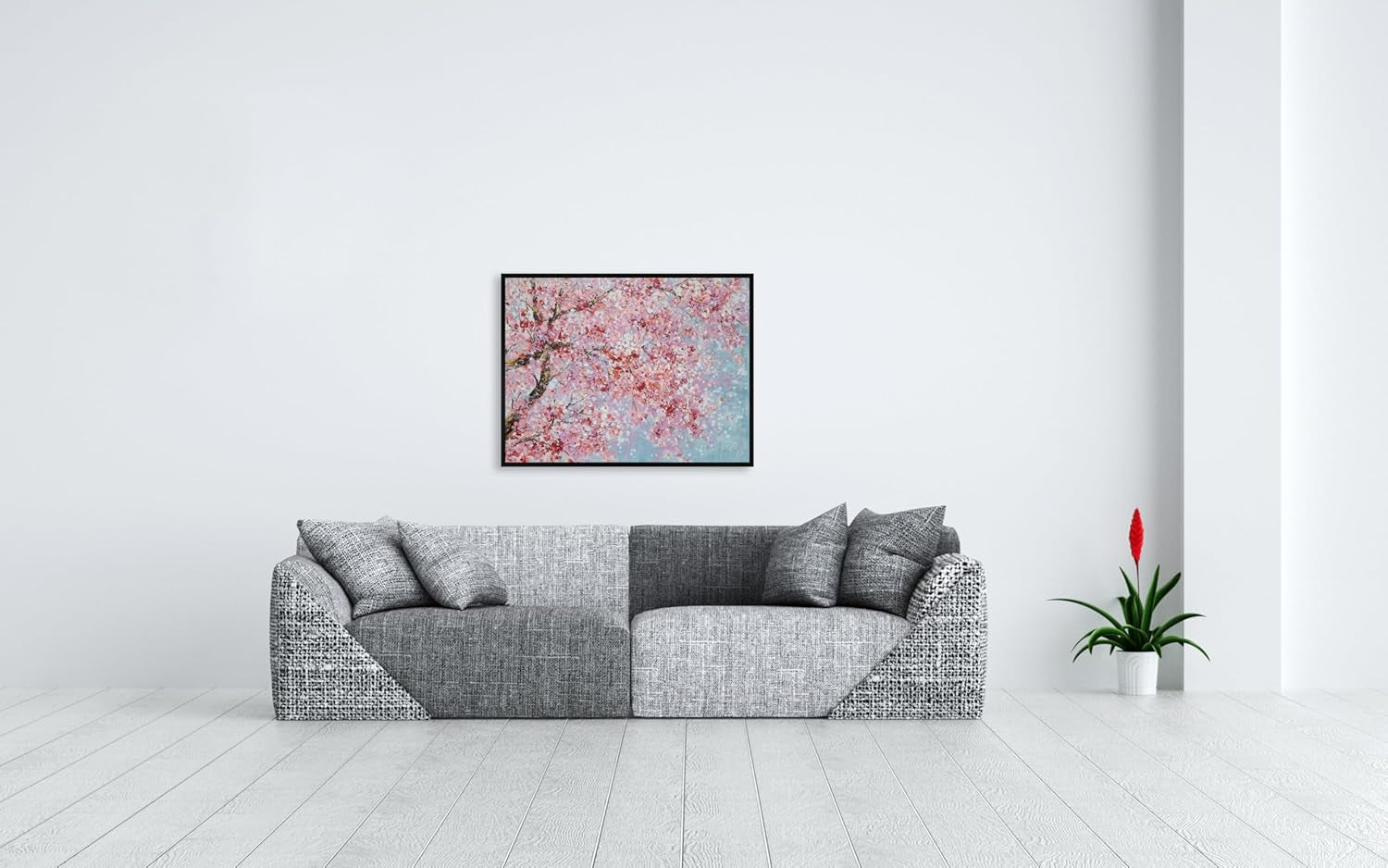 Hand Painted Plum Blossom Canvas Wall Art With Floating Frame-3