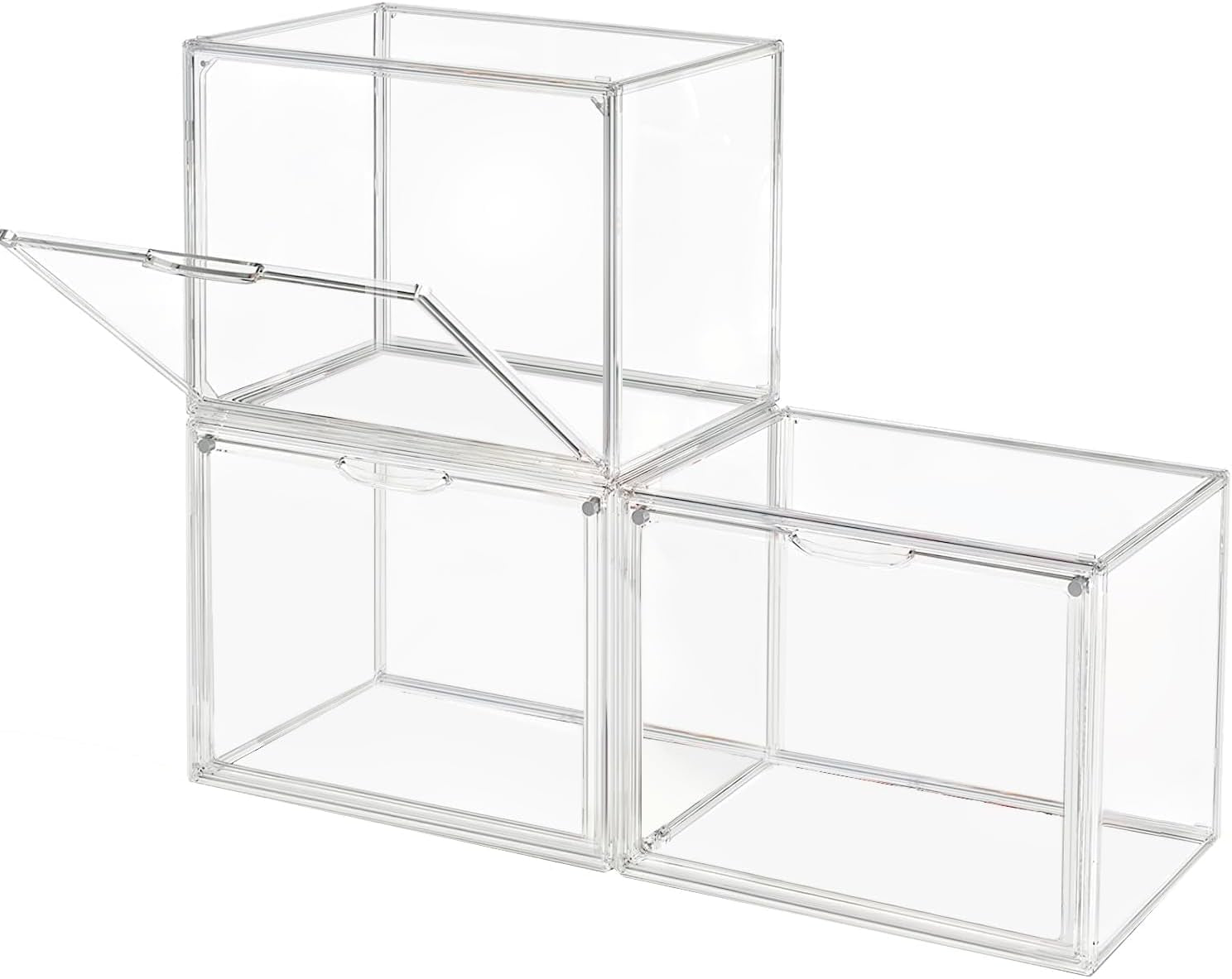 Clear Stackable Polypropylene Storage Bins Magnetic Lid-0