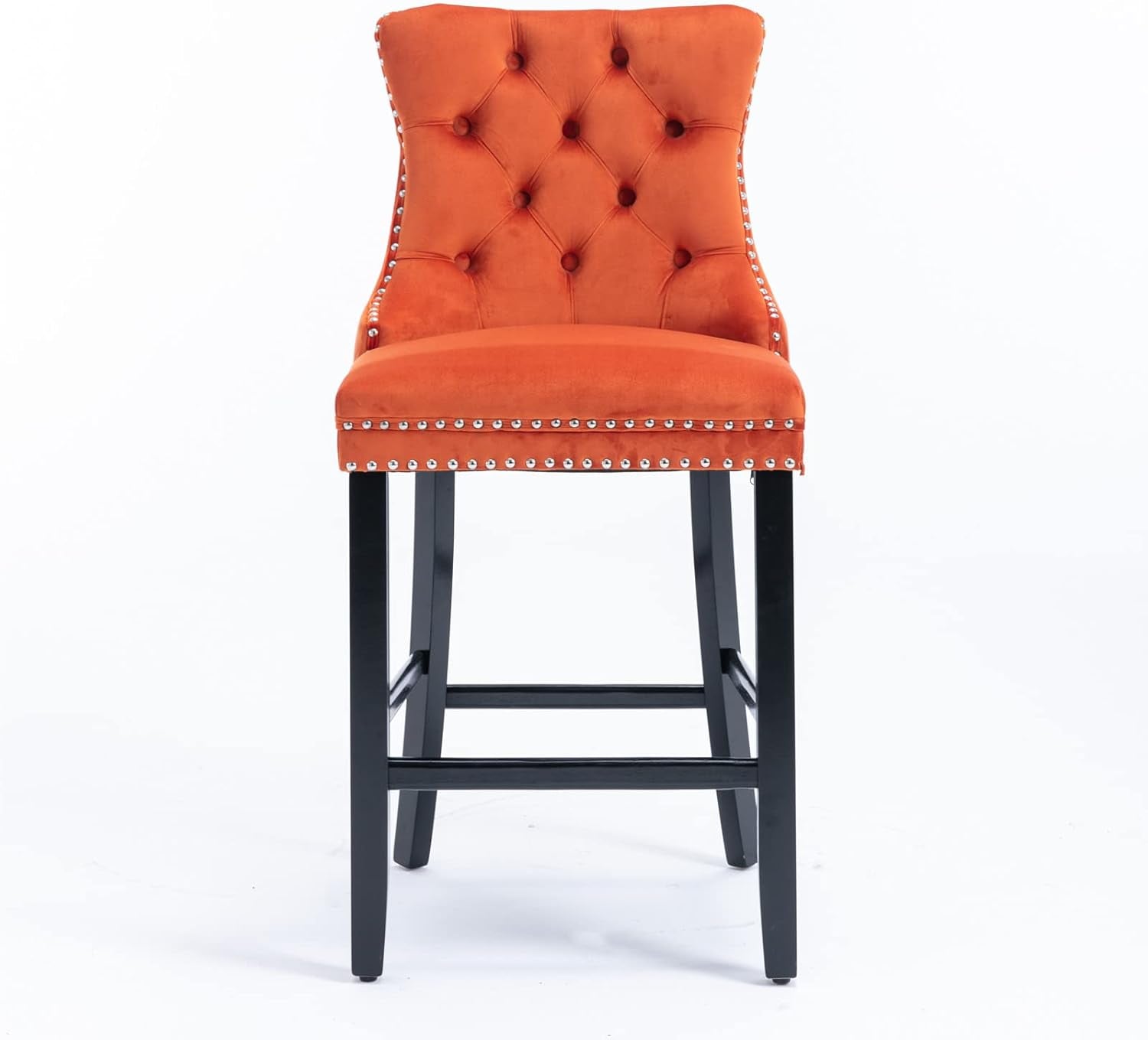 Wingback Velvet Bar Stools Set Of Two Orange Counter Height-4