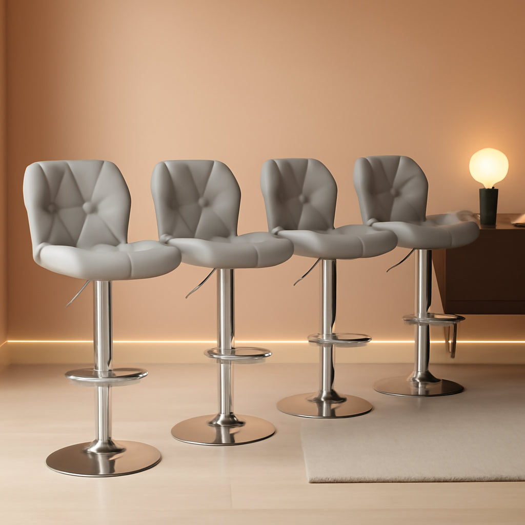 Elegant PU Leather Swivel Bar Stools Set of Four-0