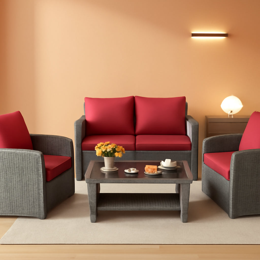 4 Piece All Weather Patio Furniture Set With Cushions And Glass Table-0