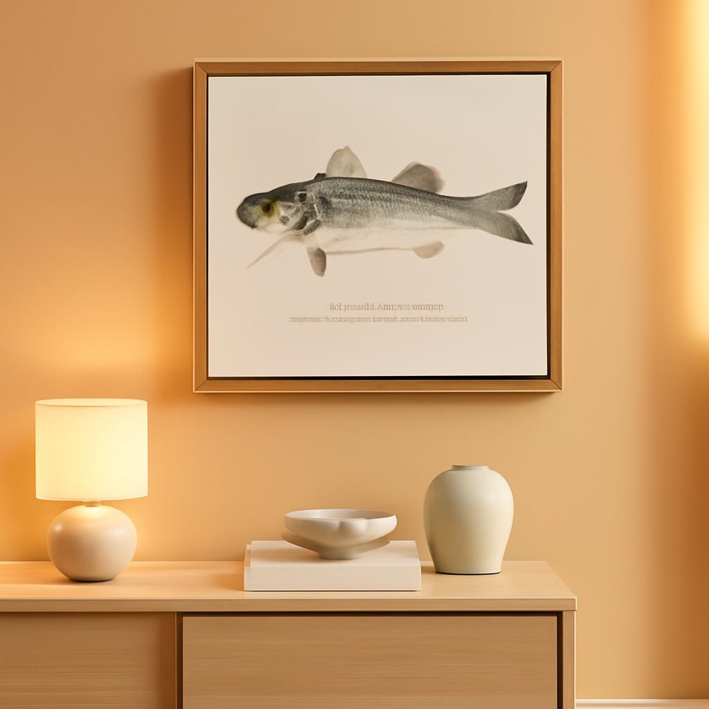 Framed Wall Art Striped Bass Canvas Ten By Eight Inches-0