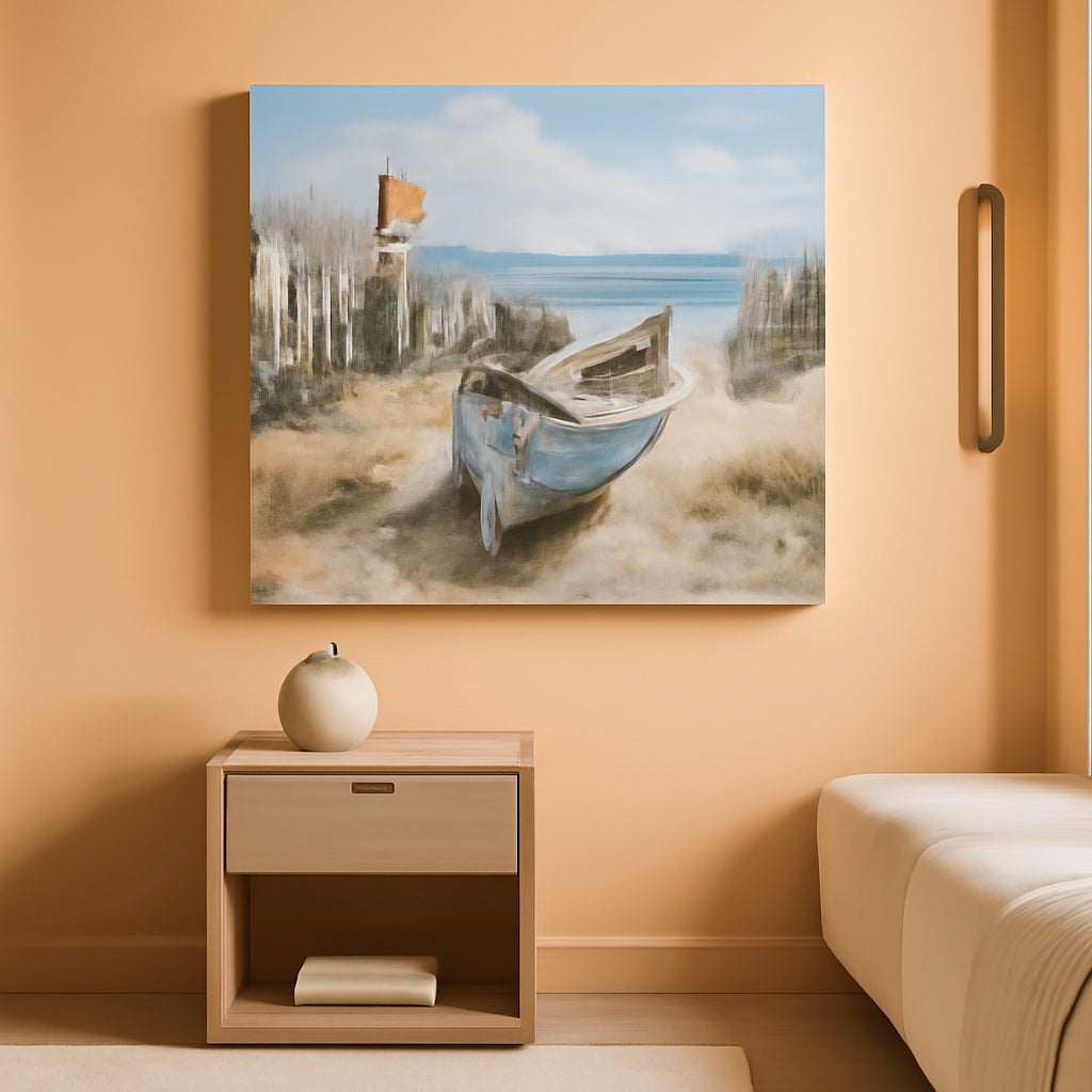Nautical Canvas Wall Art 40x20 Inches Textured Blue-0