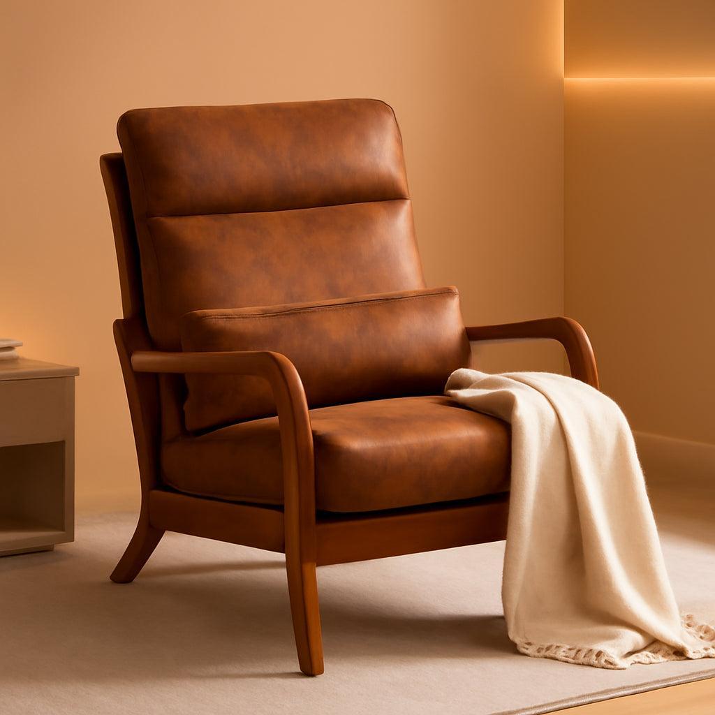 High Back Microfiber Accent Chair Mid Century Modern-0