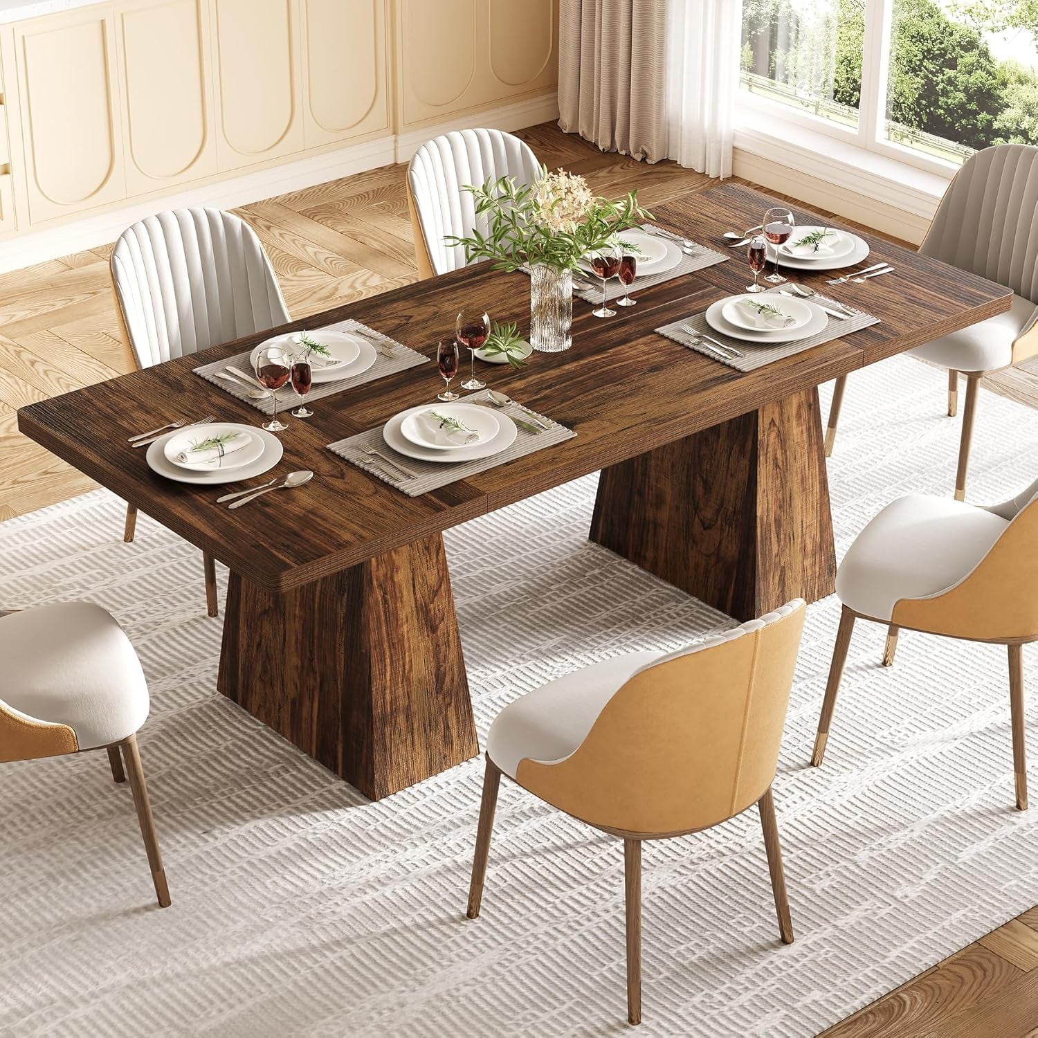 Brown Six Seater Rectangular Dining Table Executive-3