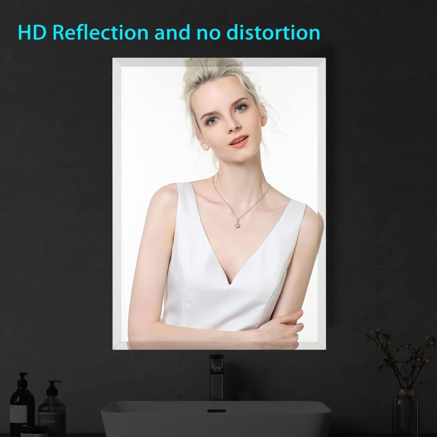 24x40 Inches Frameless Beveled Bathroom Mirror Wall-2