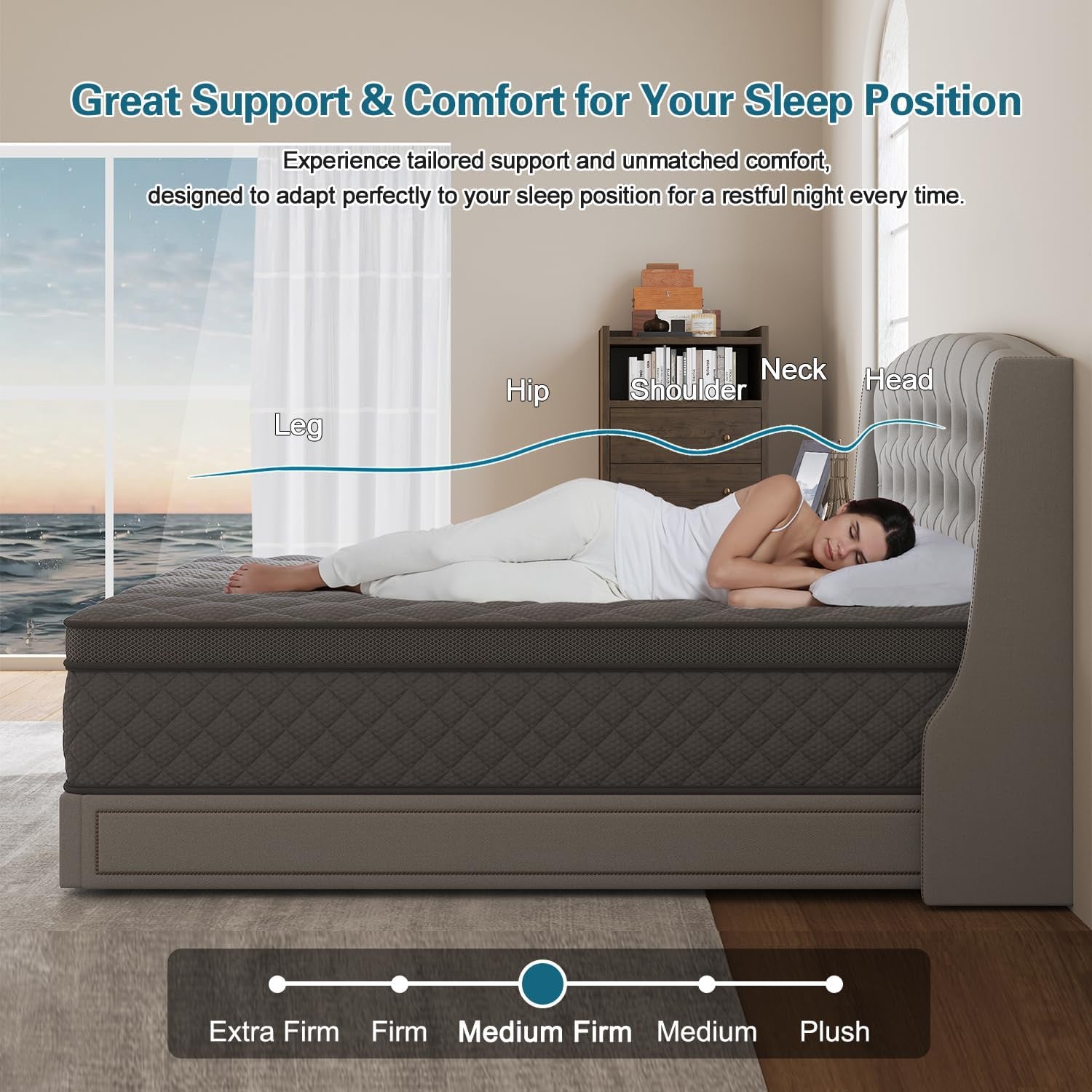 Full Gray 14Inch Premium Medium Firm Hybrid Mattress-2