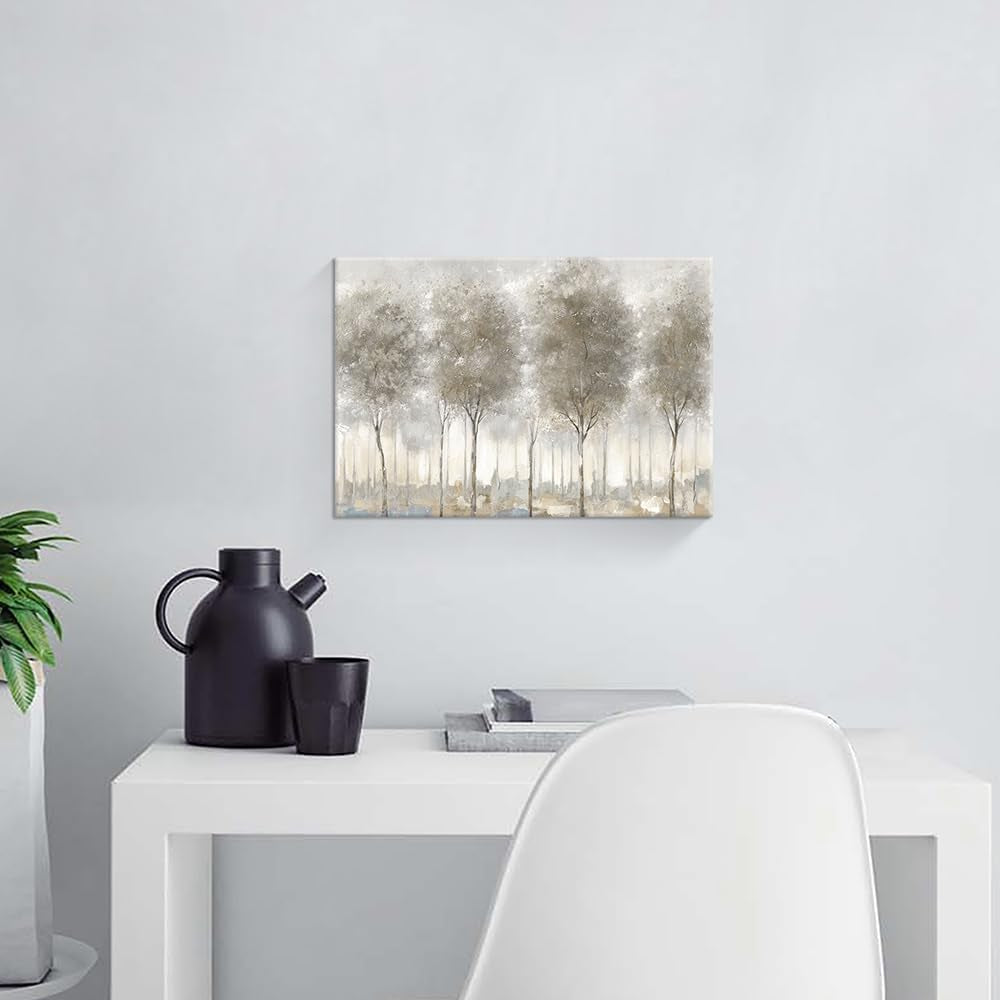Monochromatic Abstract Forest Tree Canvas Wall Art-2