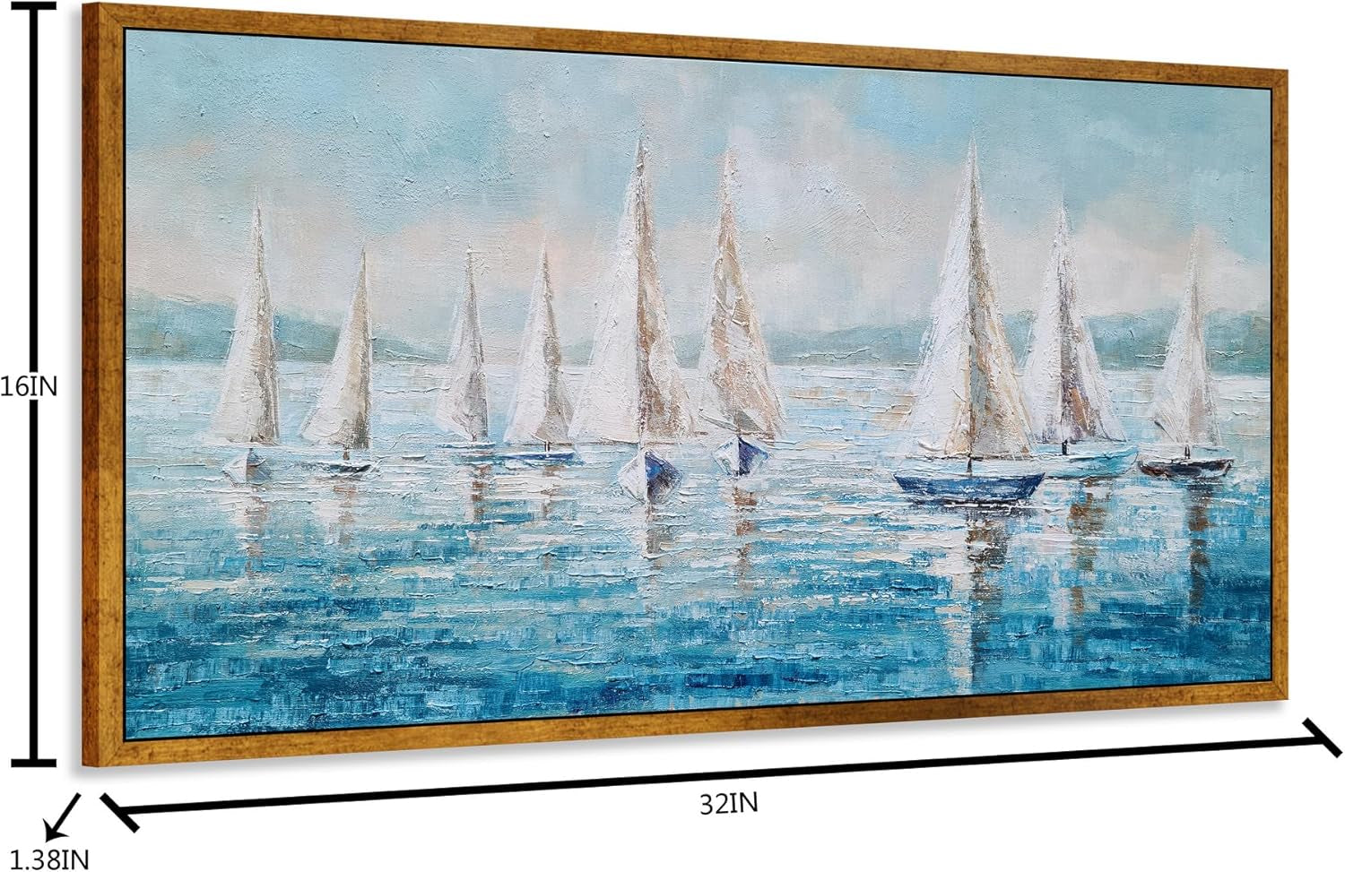 Sailing Ship Canvas Wall Art Textured Midnight Blue Hue-1