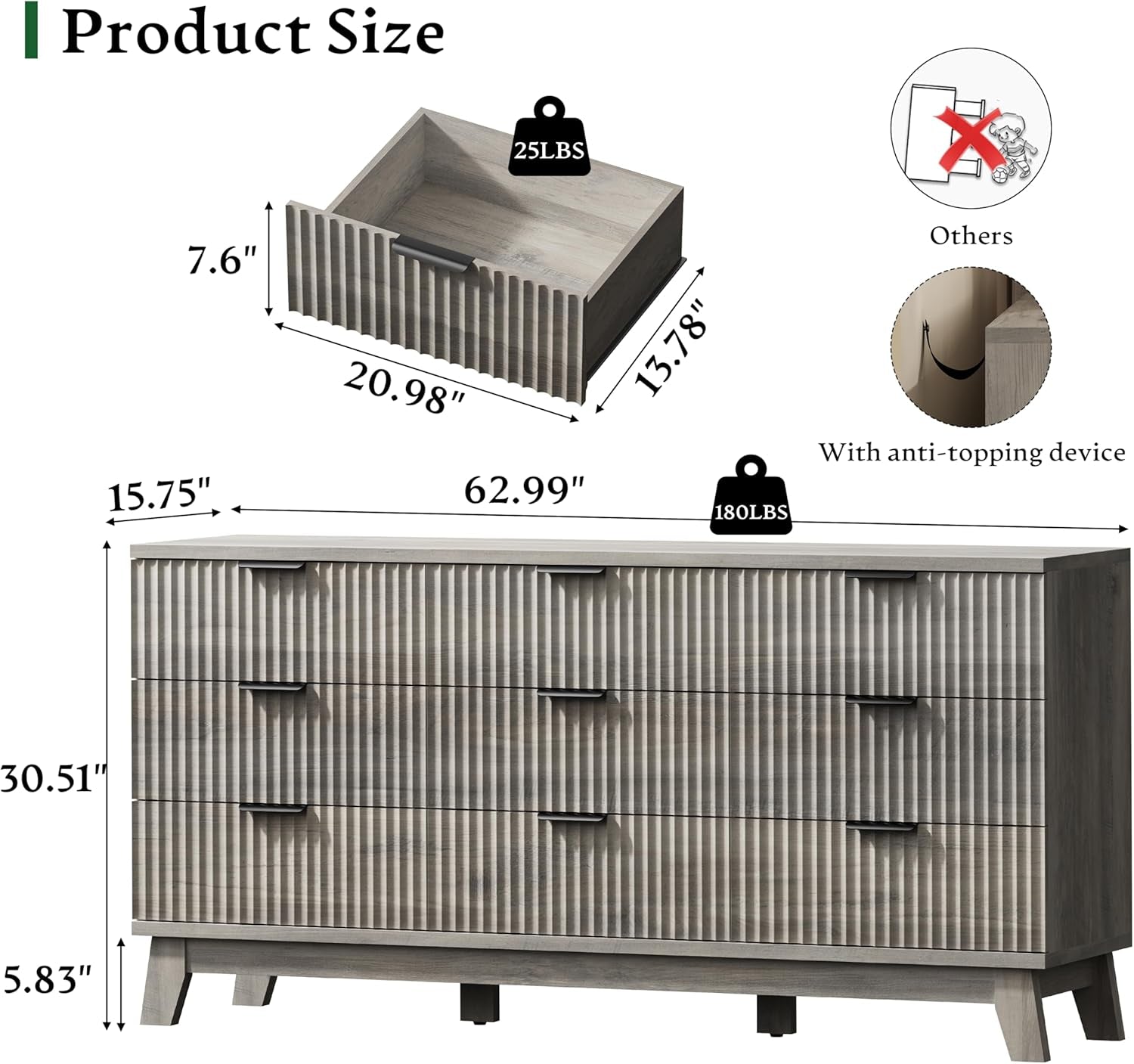 SixtyThreeInch Dresser CharcoalGreyFinish Signature-1