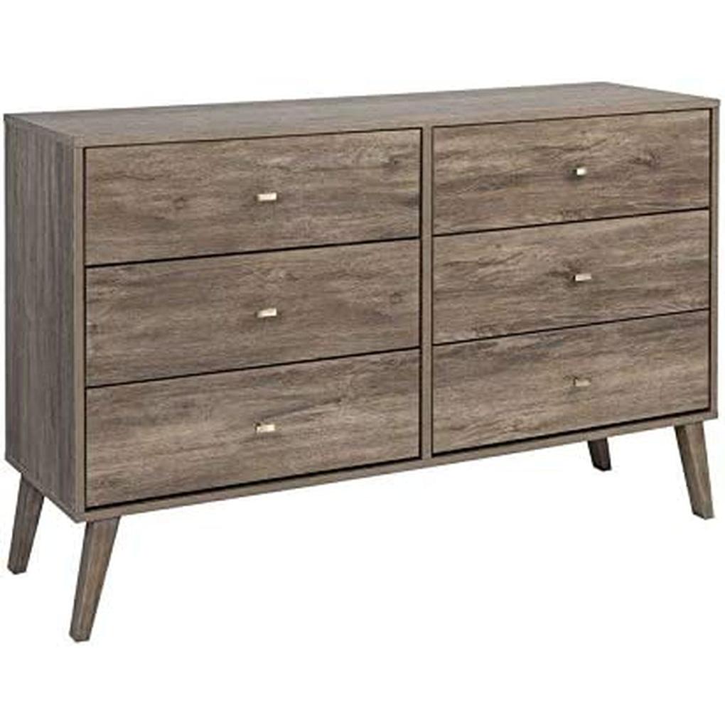 Mid-Century 6-Drawer Dresser, Drifted Gray-1