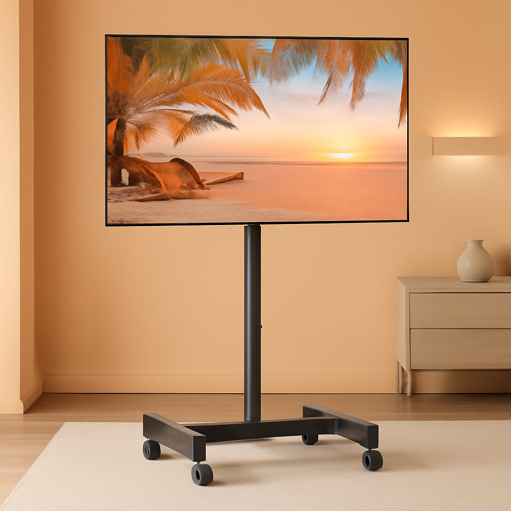 Mobile TV Cart, Rolling TV Stand for 13-50 Inch Tvs with 30° Tilt Universal TV Cart for LED/LCD/OLED TV Height Adjustable Floor TV Stand Holds 44Lbs Portable Monitor Stand Max VESA 200X200Mm-0