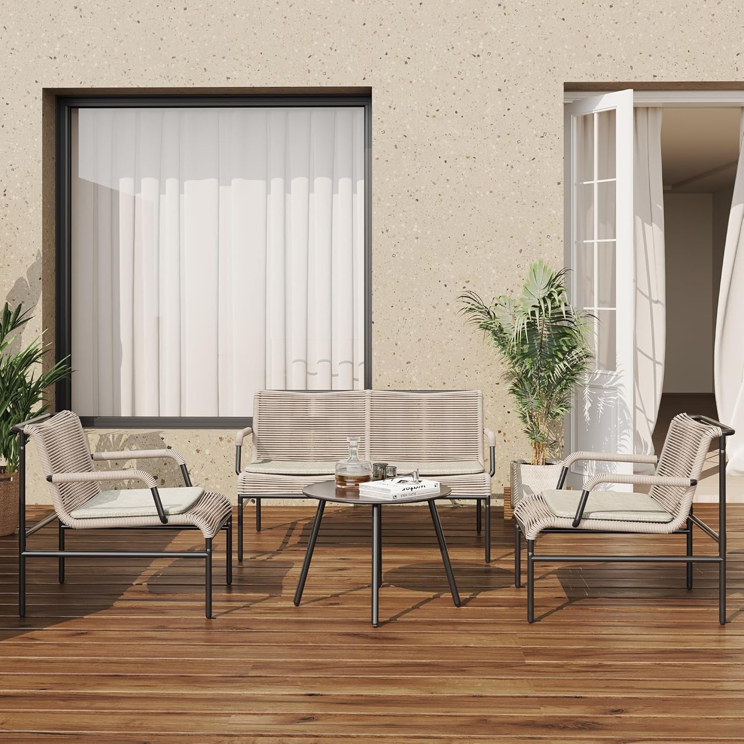Modern Four Piece Patio Furniture Set for Outdoor Spaces-0