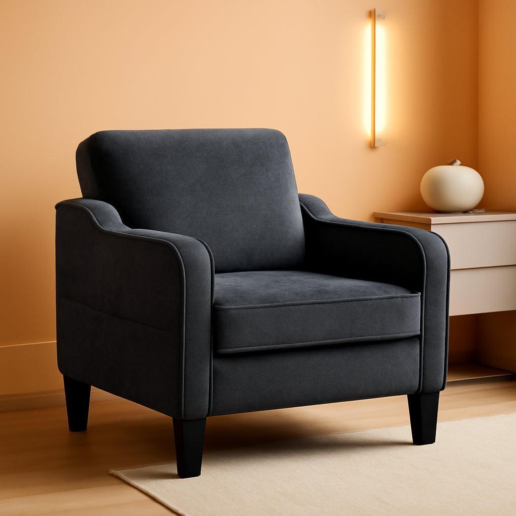 Dark Grey Mid Century Modern Upholstered Accent Chair-0