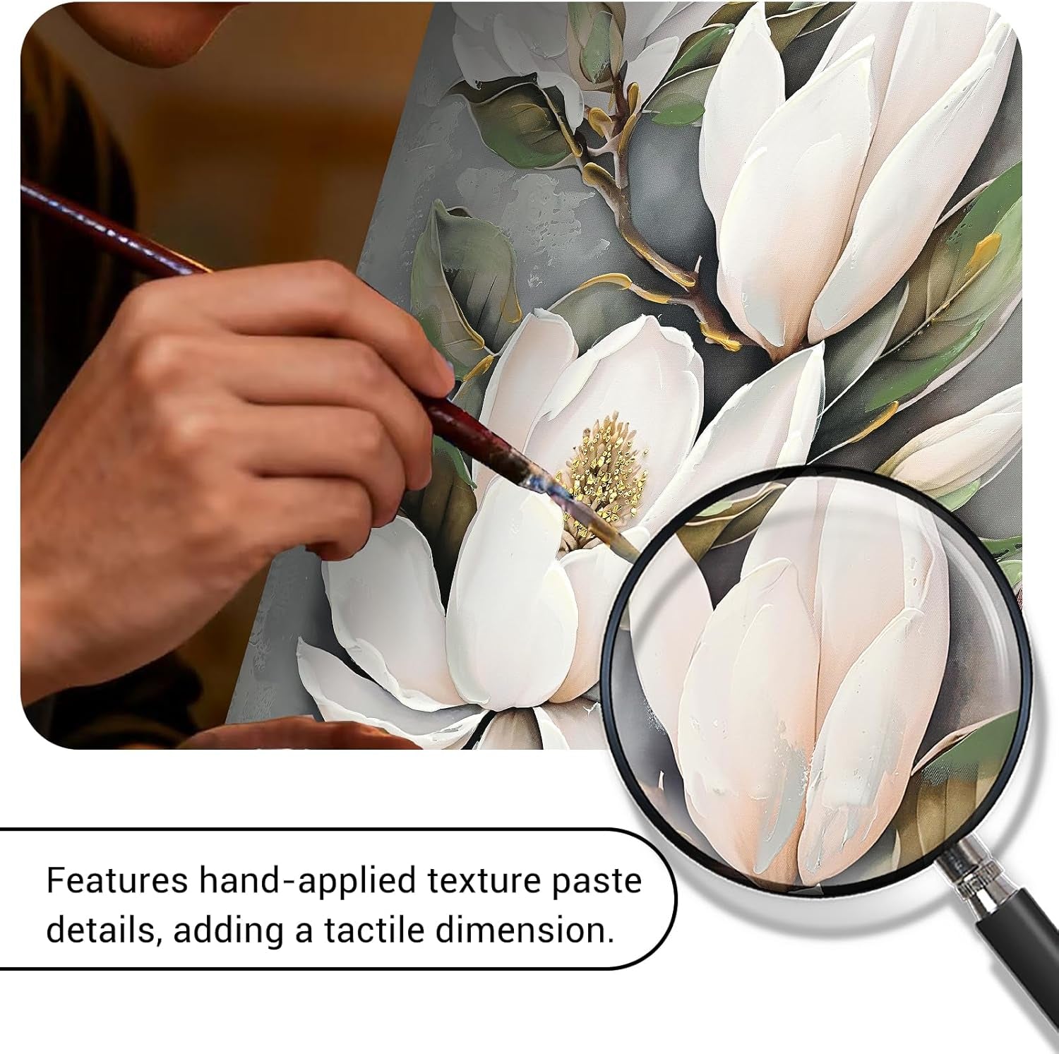White Flower Canvas Wall Art Ready To Hang 24x32 Inches-1