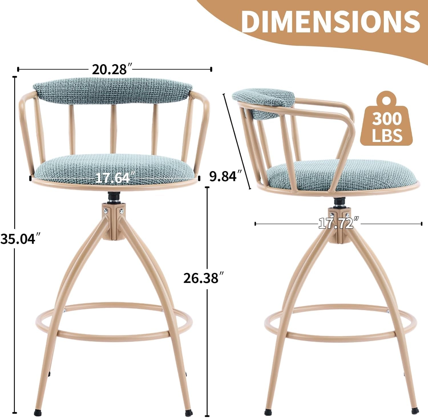 Stylish Chenille Swivel Bar Stools Set of Two-1