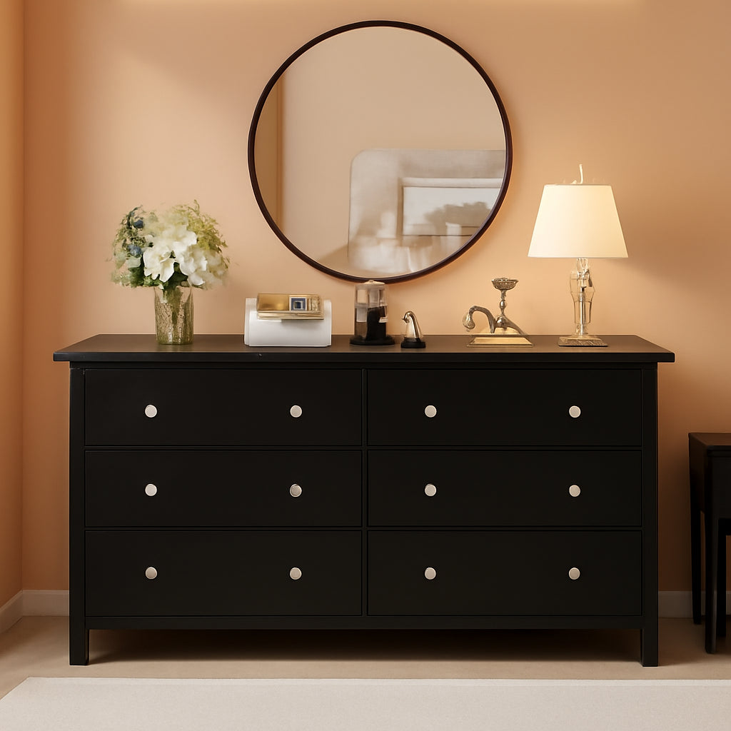 Black Dresser With Six Deep Drawers StorageSolution-0