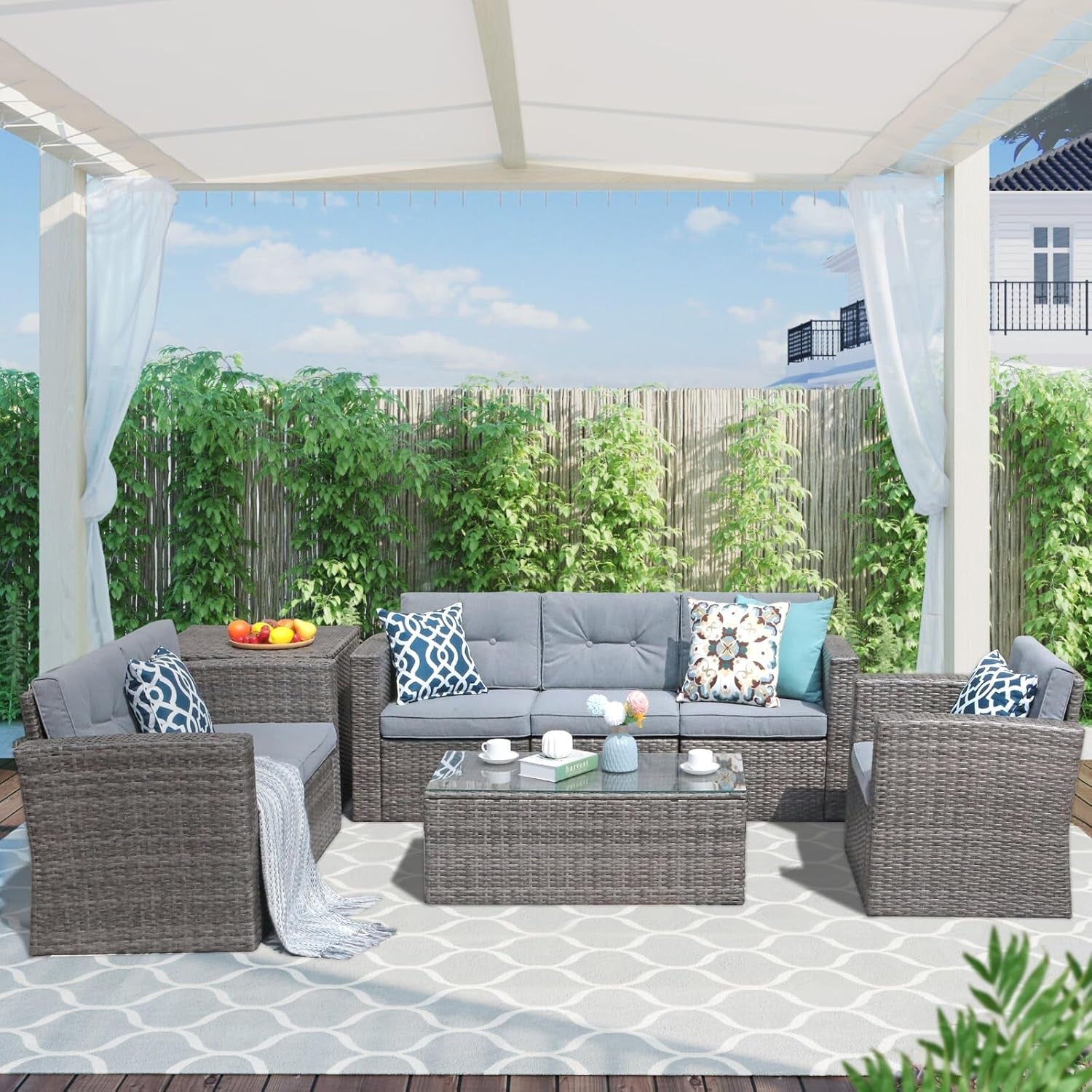 Outdoor Wicker Patio Furniture Set with Storage Box-1