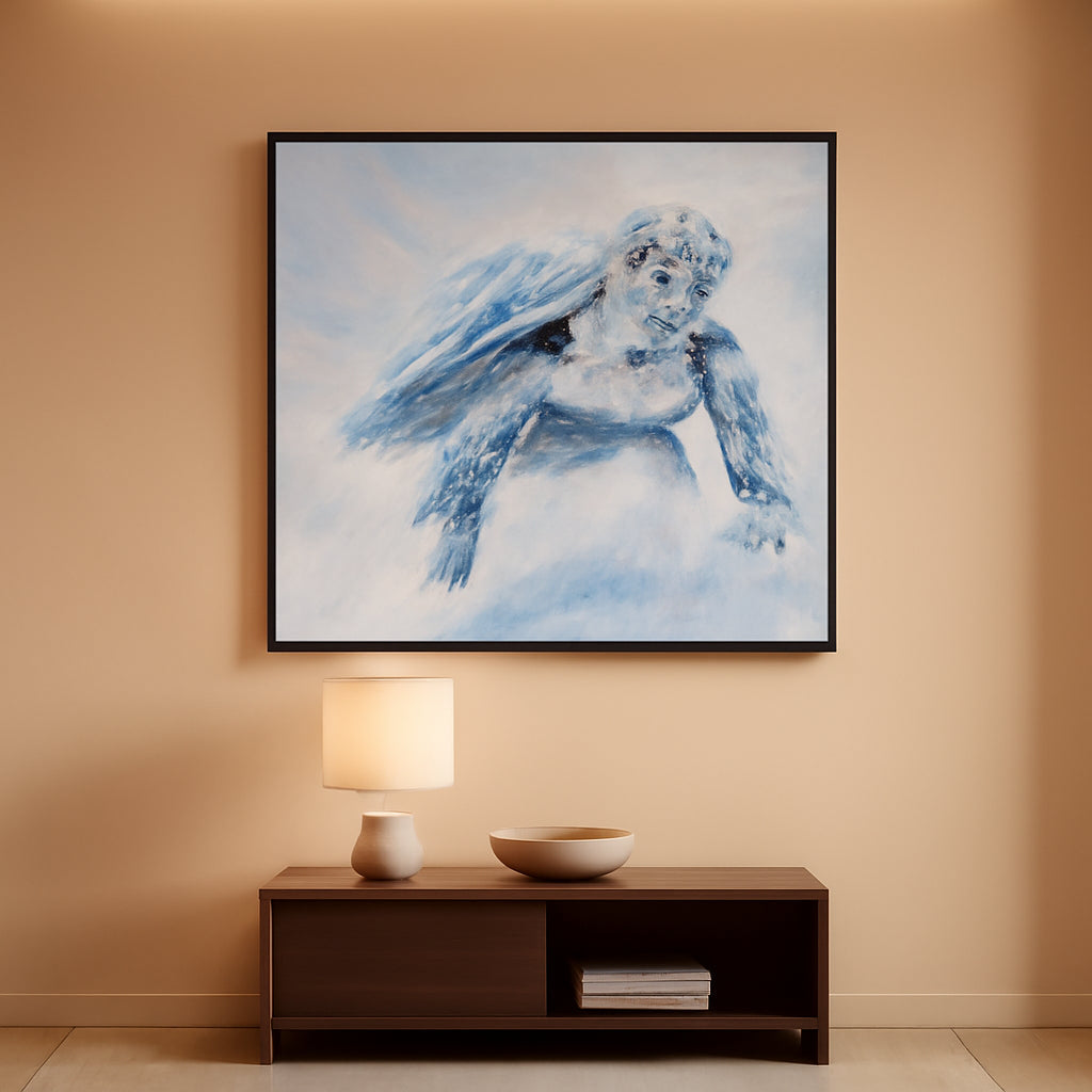 Coastal DeepIndigoBlue Seascape Turtle Canvas Wall Art-0
