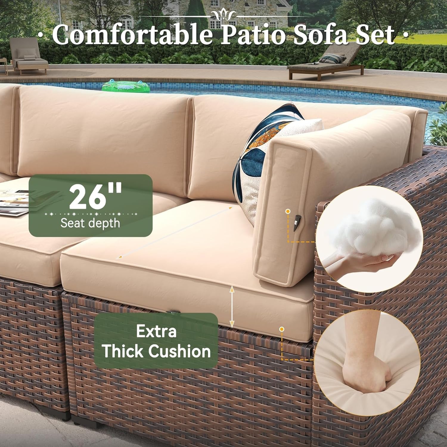 Eight Piece Outdoor Patio Furniture Set with Fire Pit-4