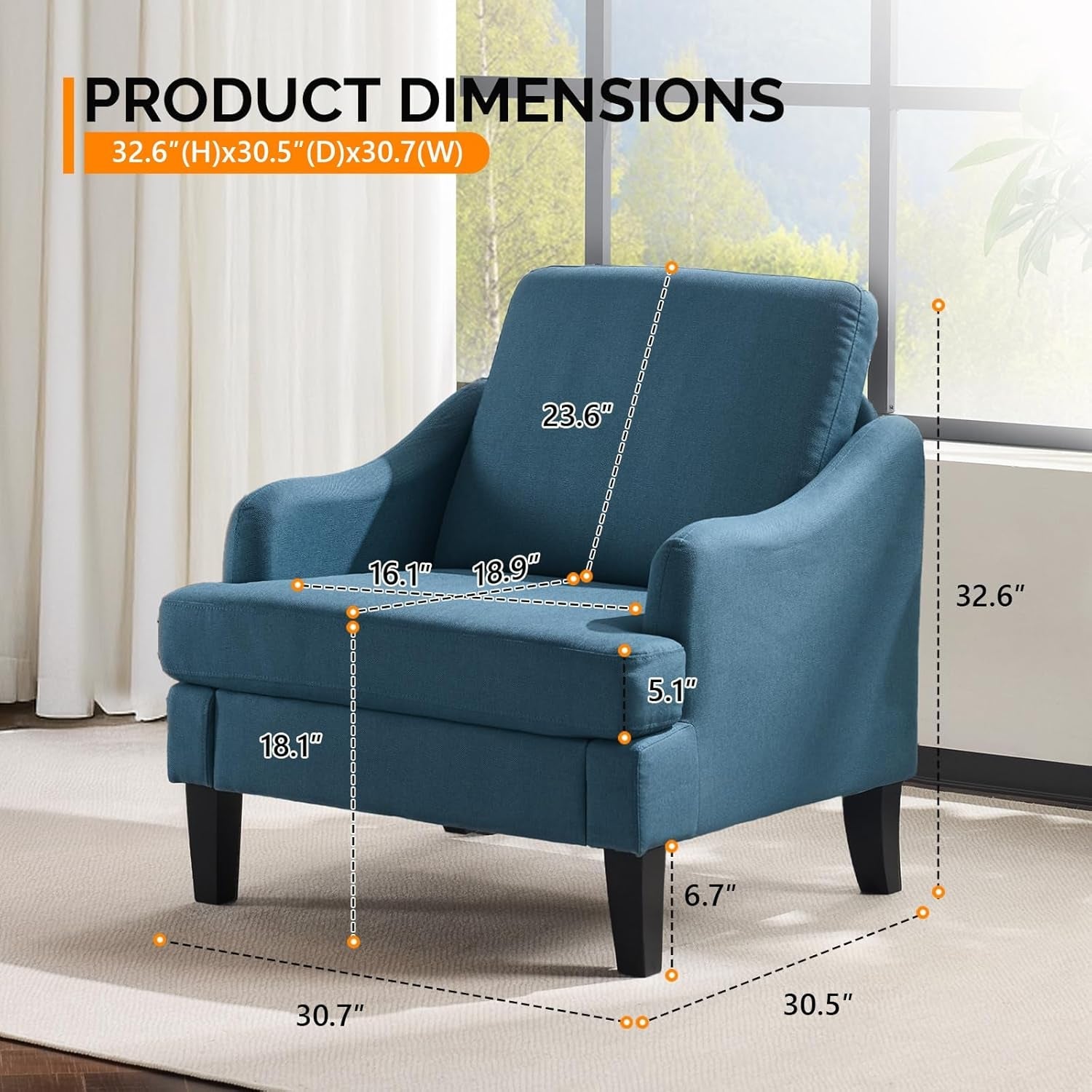 Navy Blue Linen Upholstered Accent Chairs Modernist-1