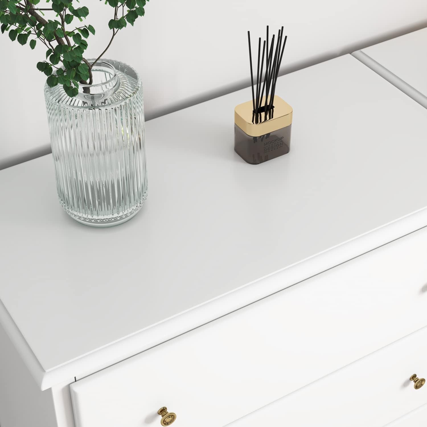 Dresser with 4 Drawers, White, Modern-1