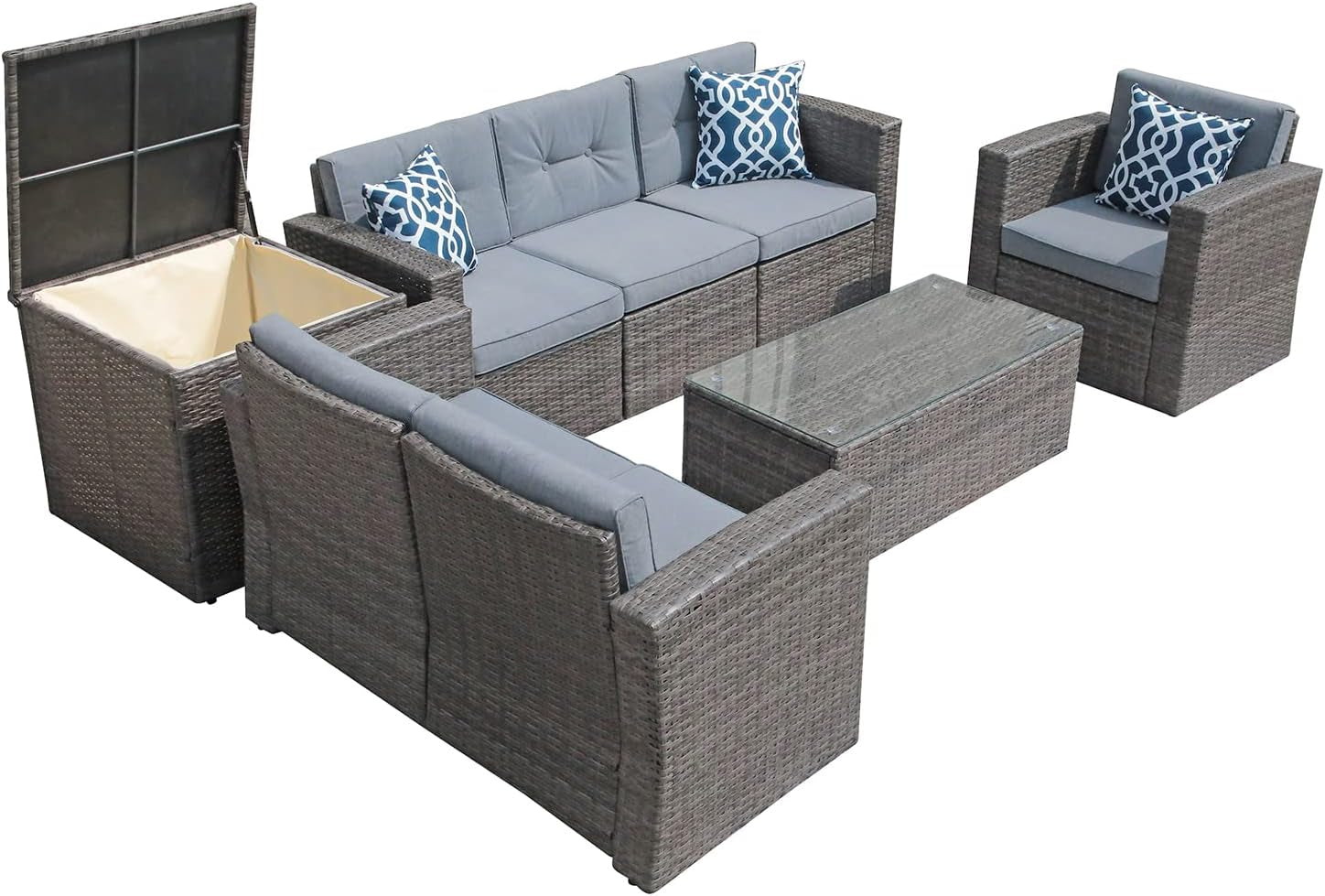 Outdoor Wicker Patio Furniture Set with Storage Box-0