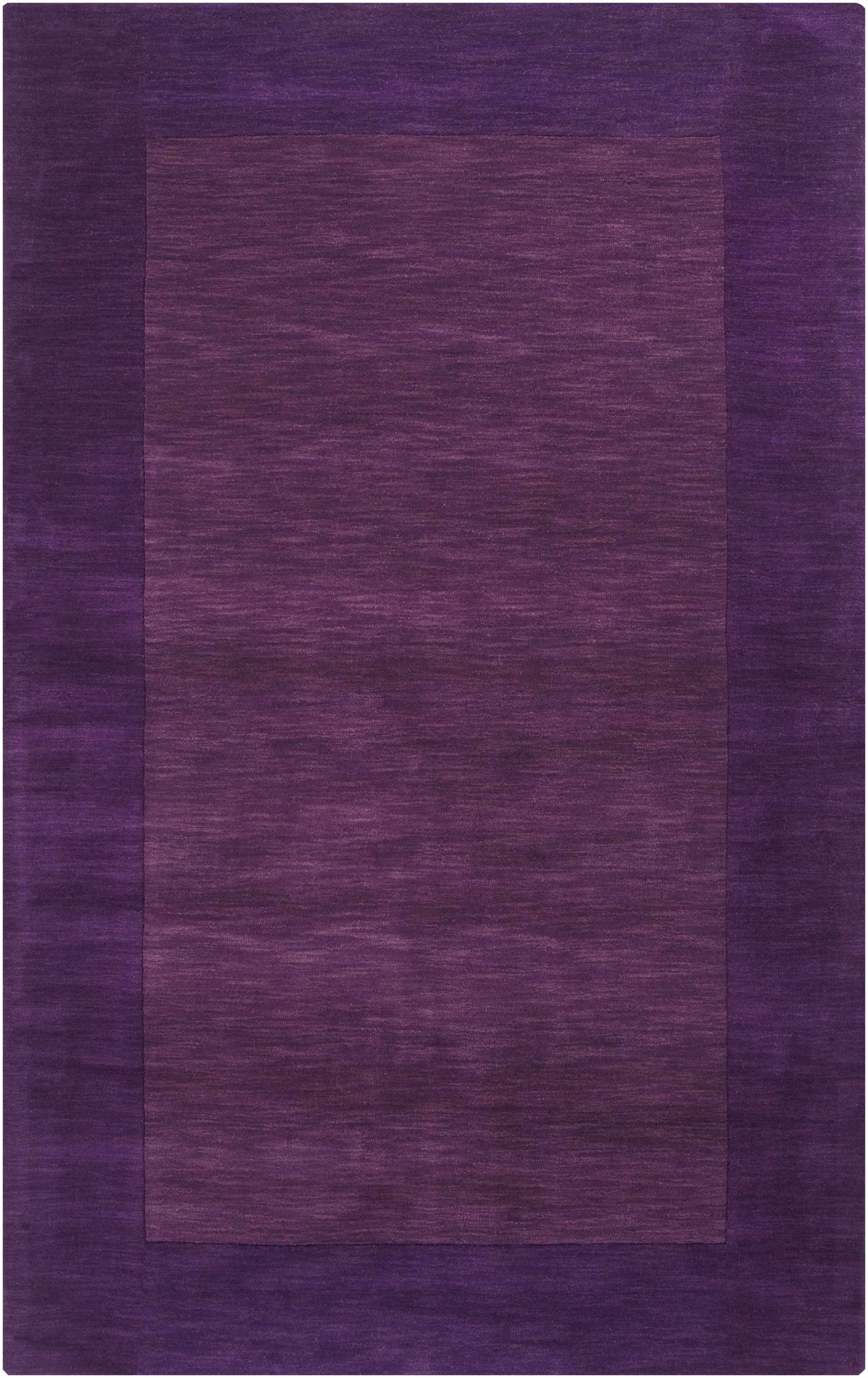 Bordered Solid Plum Purple Wool Rug