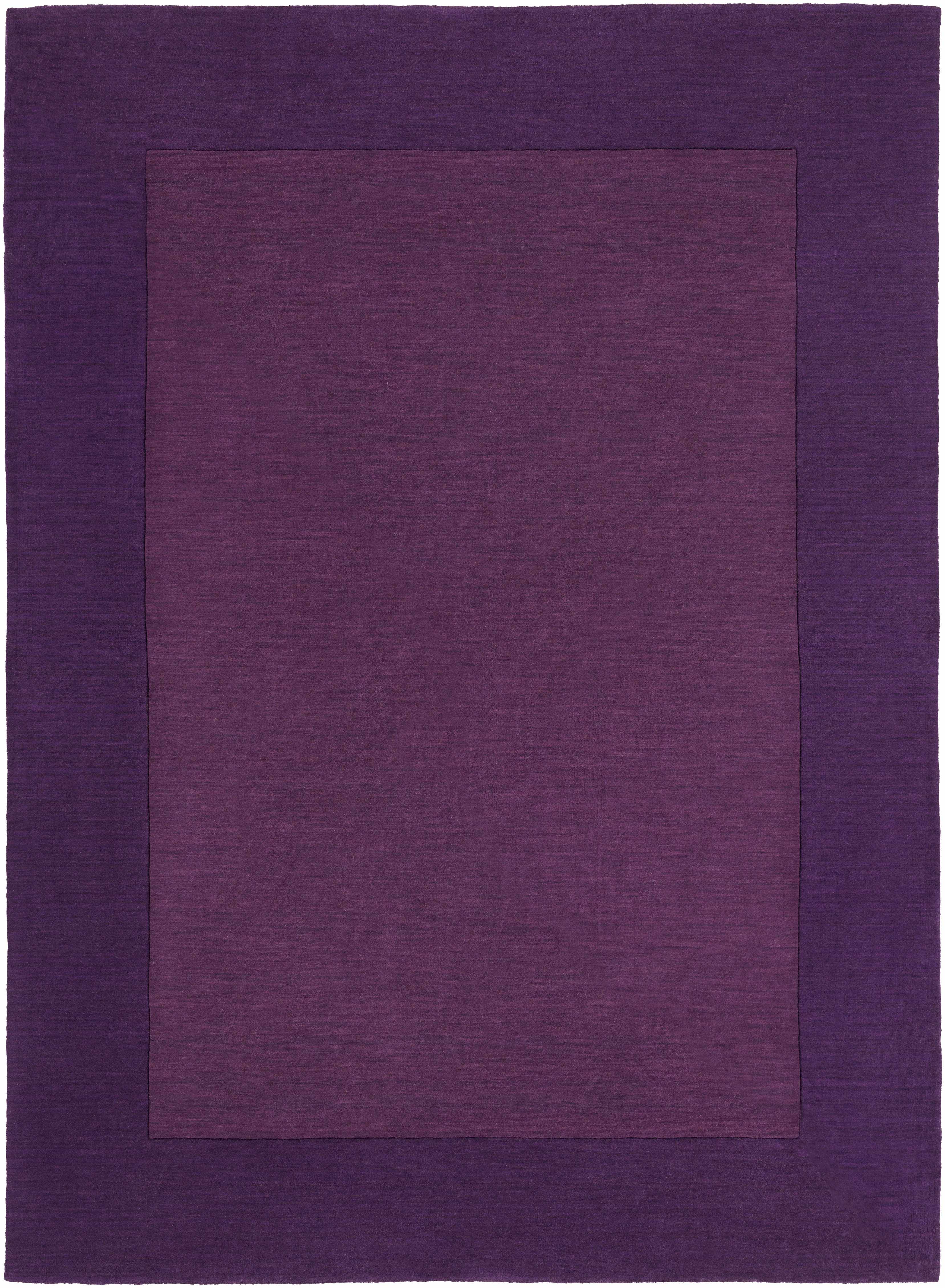 Bordered Solid Plum Purple Wool Rug