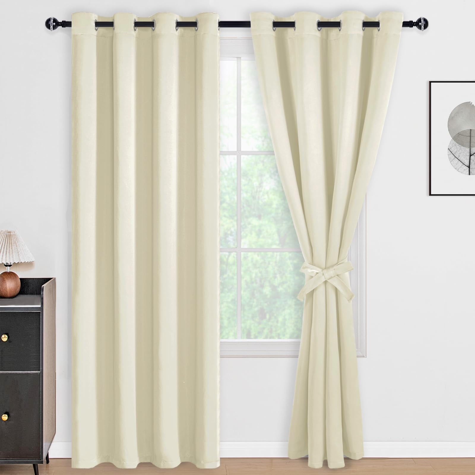 DWCN 100% Blackout Curtains with Tiebacks, Set of 2 Panels-5