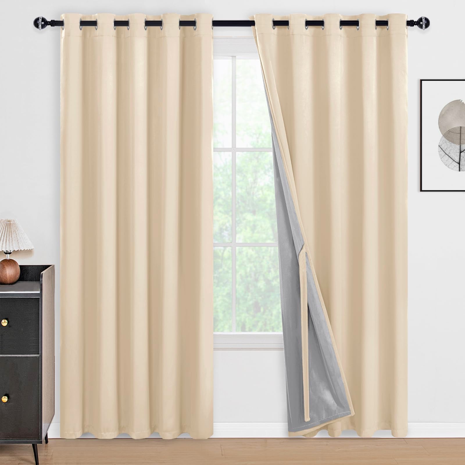 DWCN 100% Blackout Curtains with Tiebacks, Set of 2 Panels-0