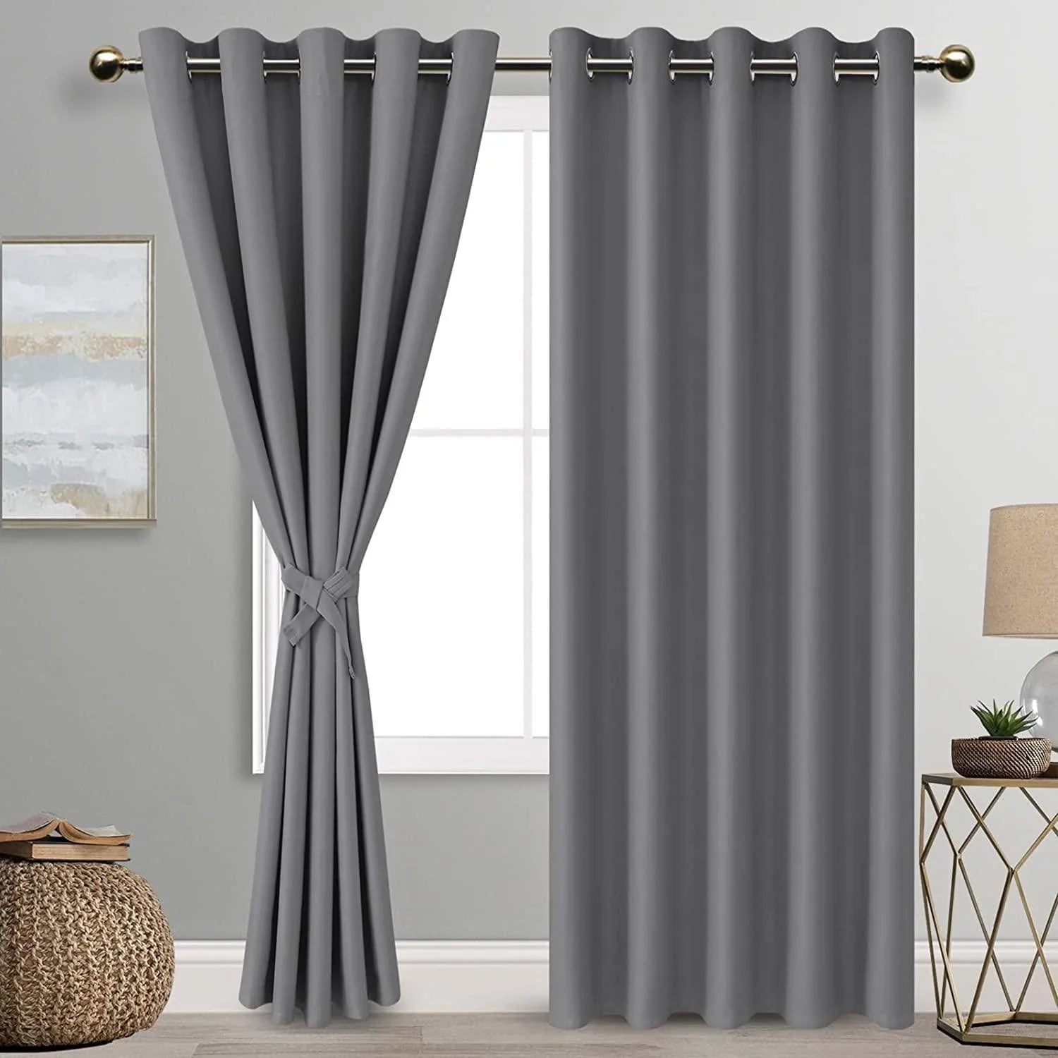 DWCN Blackout Curtains with Tiebacks, Set of 2 Panels-6