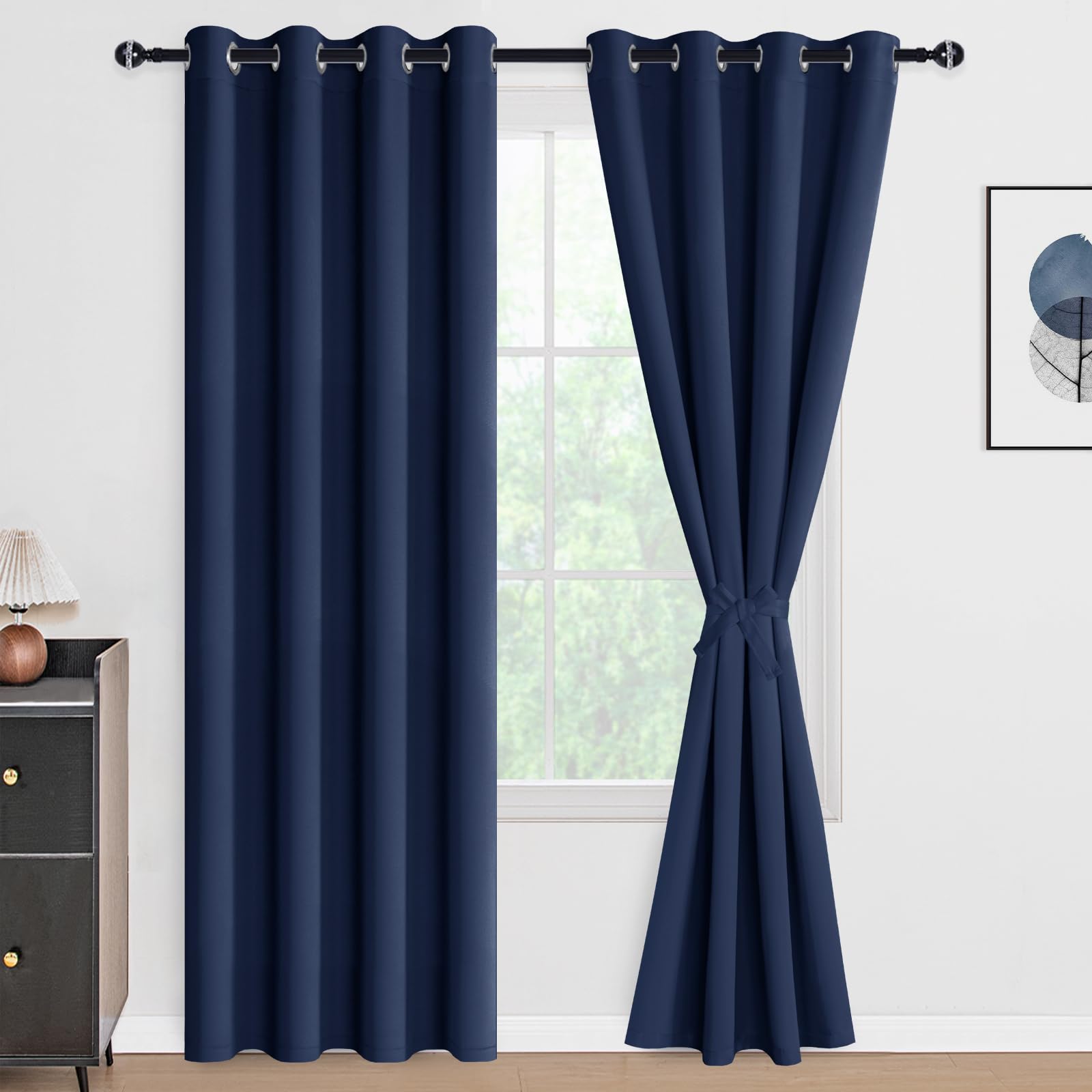 DWCN 100% Blackout Curtains with Tiebacks, Set of 2 Panels-13