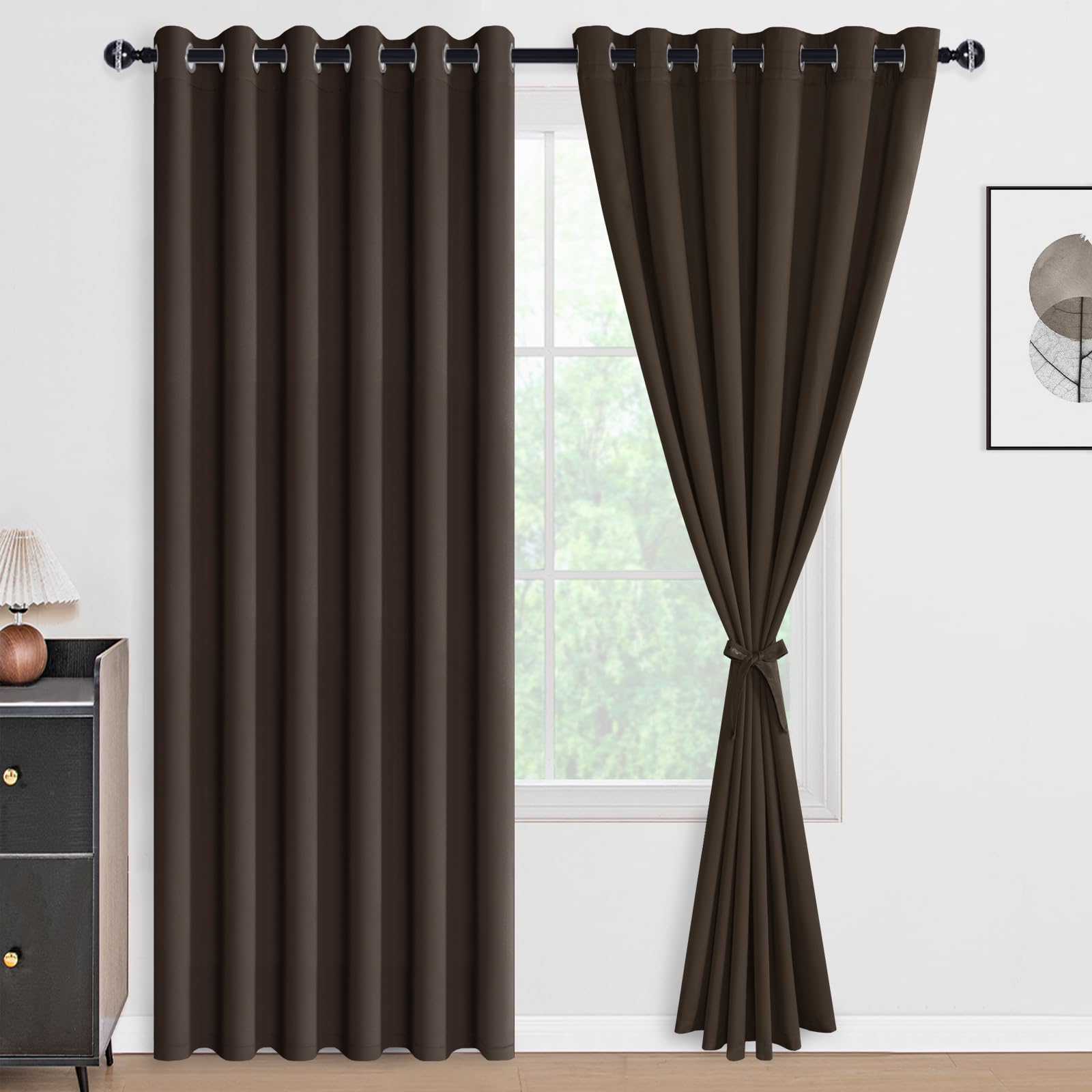 DWCN 100% Blackout Curtains with Tiebacks, Set of 2 Panels-12