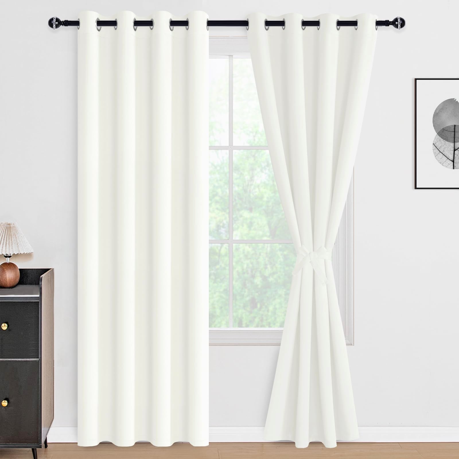DWCN 100% Blackout Curtains with Tiebacks, Set of 2 Panels-10