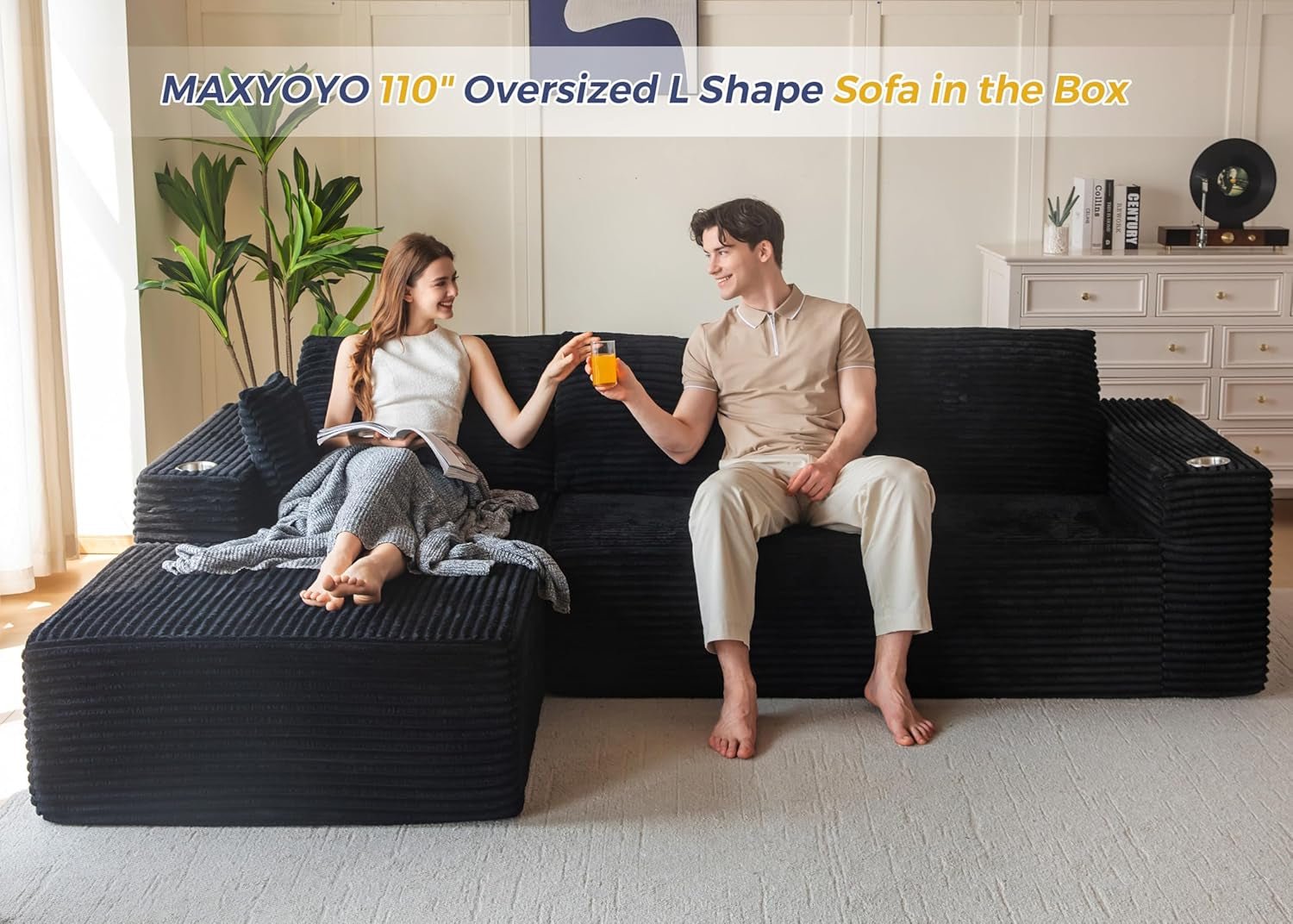 Large Modular Sectional Couch with L-Shape Chaise-2